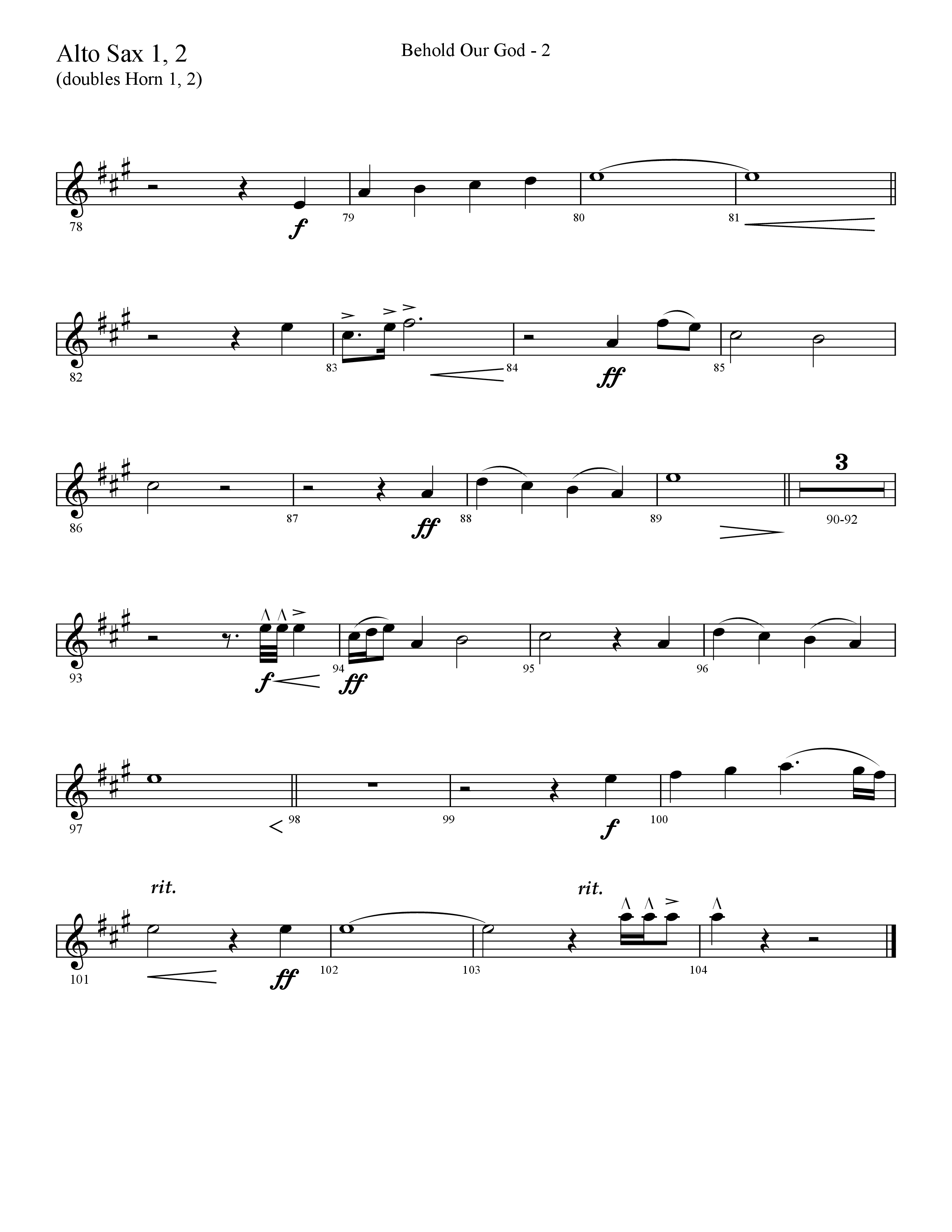 Behold Our God (Choral Anthem SATB) Alto Sax 1/2 (Lifeway Choral / Arr. Cliff Duren)