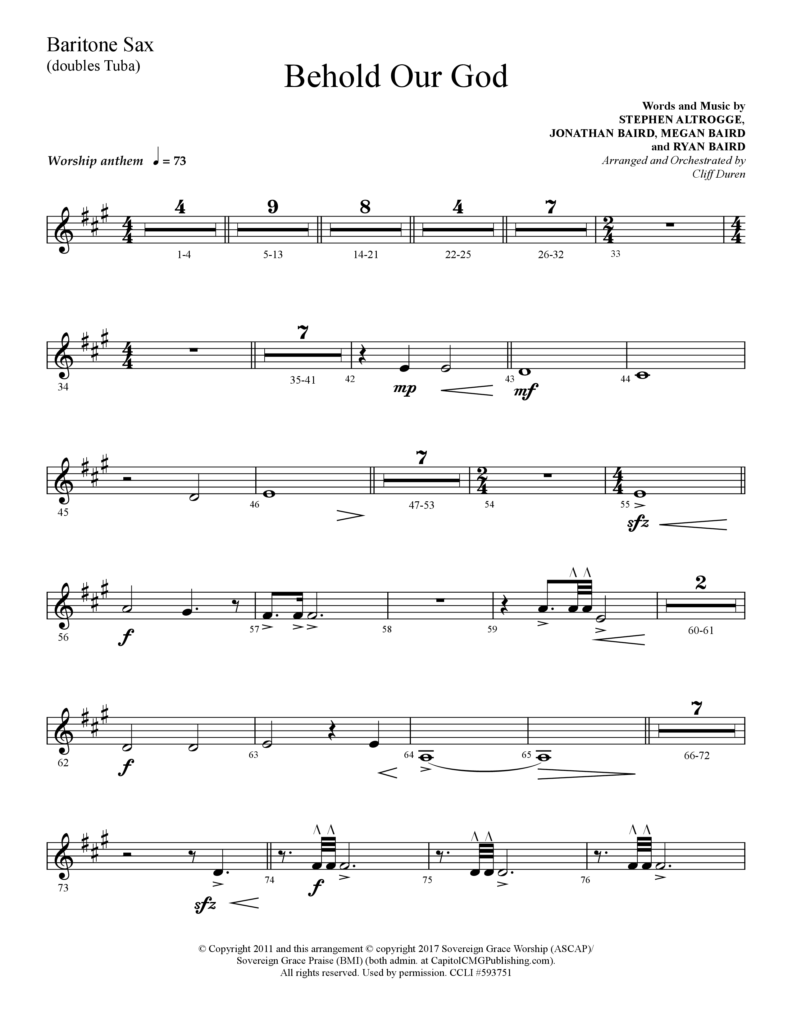 Behold Our God (Choral Anthem SATB) Bari Sax (Lifeway Choral / Arr. Cliff Duren)