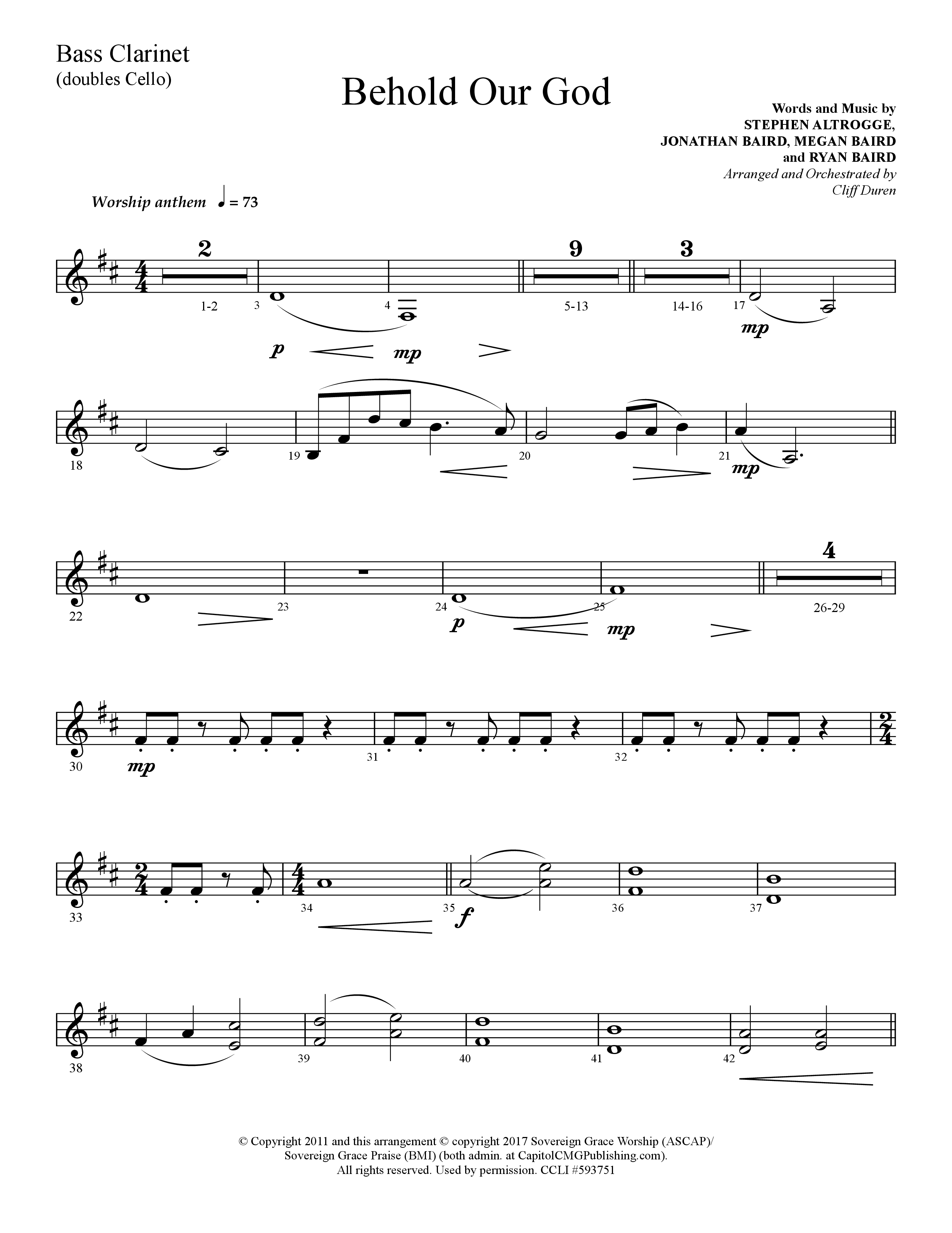 Behold Our God (Choral Anthem SATB) Bass Clarinet (Lifeway Choral / Arr. Cliff Duren)