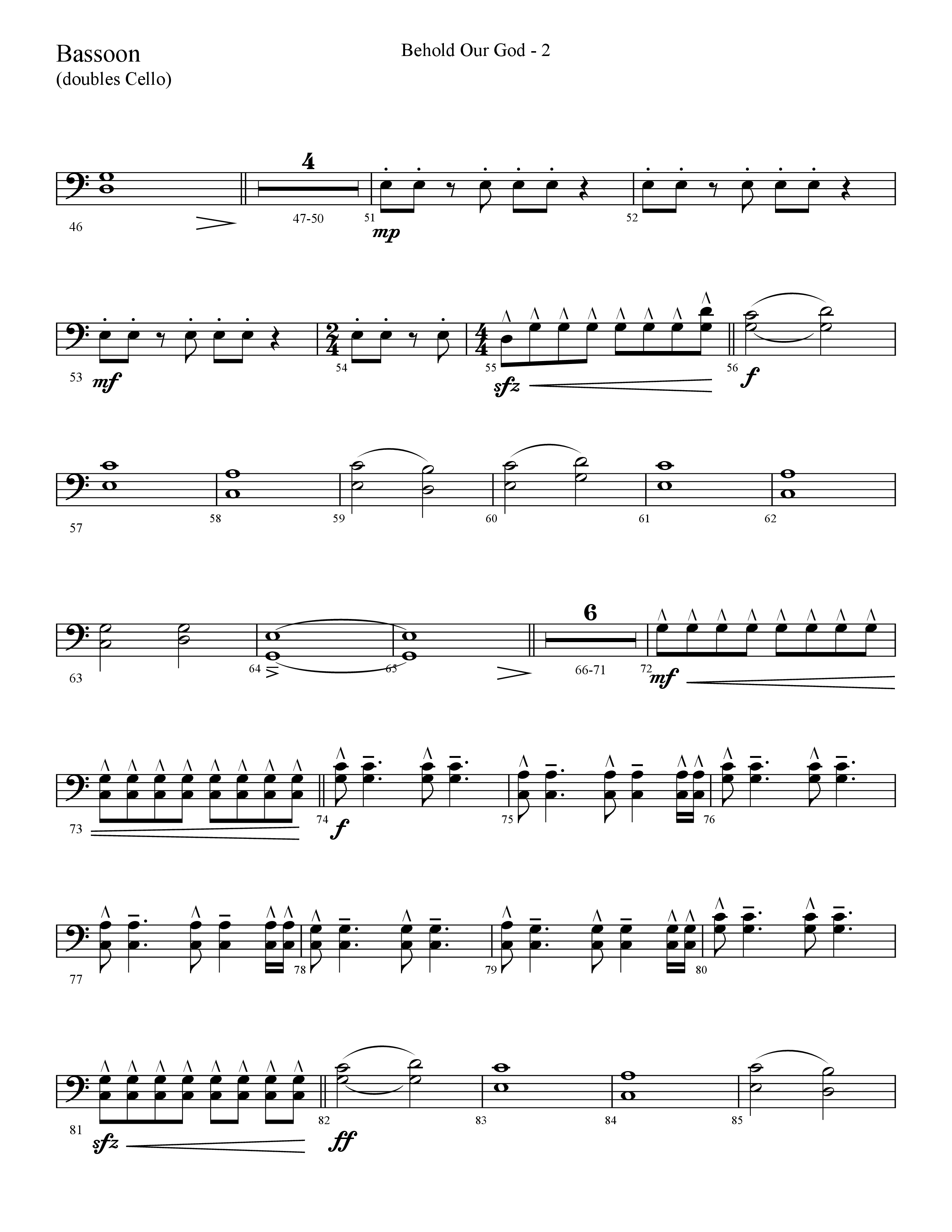 Behold Our God (Choral Anthem SATB) Bassoon (Lifeway Choral / Arr. Cliff Duren)