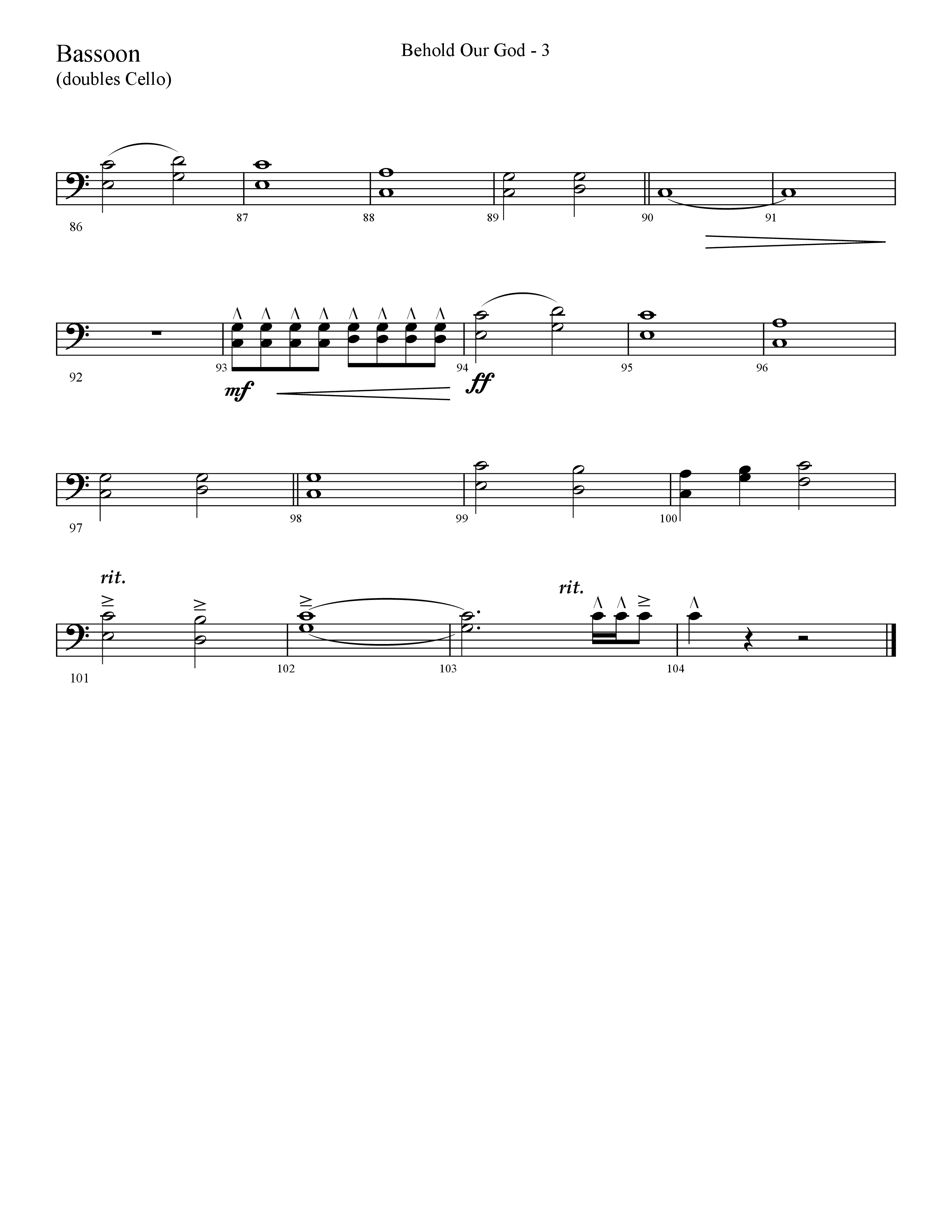 Behold Our God (Choral Anthem SATB) Bassoon (Lifeway Choral / Arr. Cliff Duren)