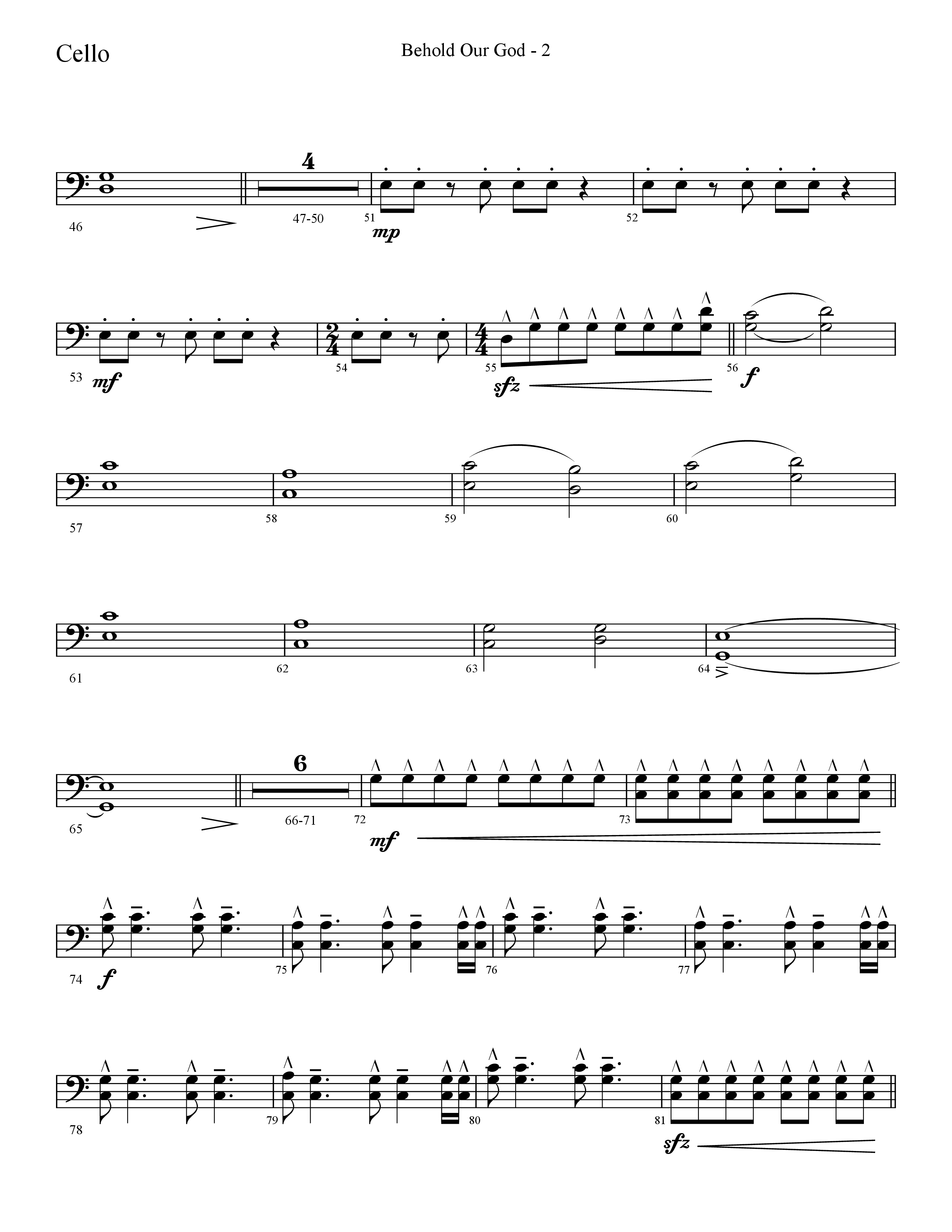 Behold Our God (Choral Anthem SATB) Cello (Lifeway Choral / Arr. Cliff Duren)