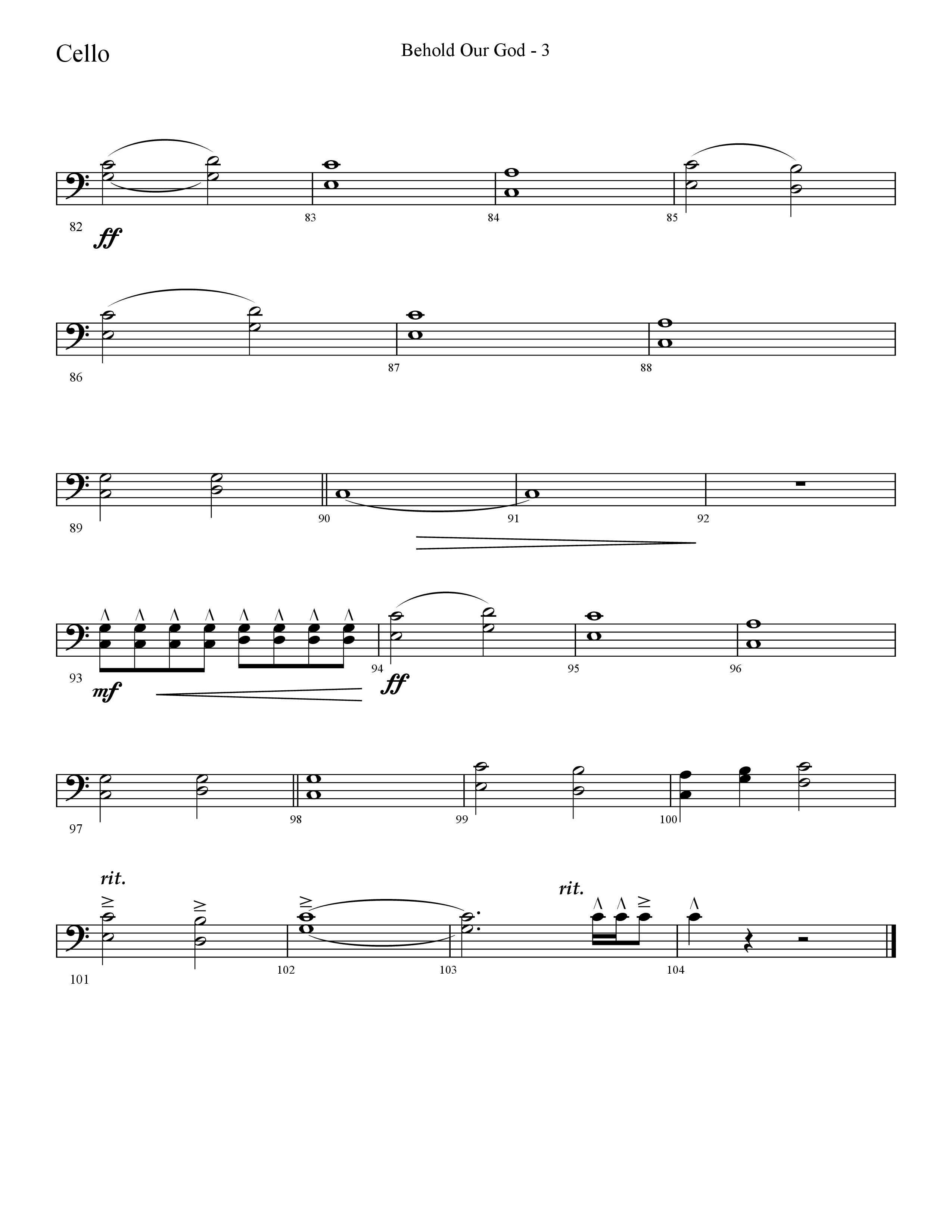 Behold Our God (Choral Anthem SATB) Cello (Lifeway Choral / Arr. Cliff Duren)