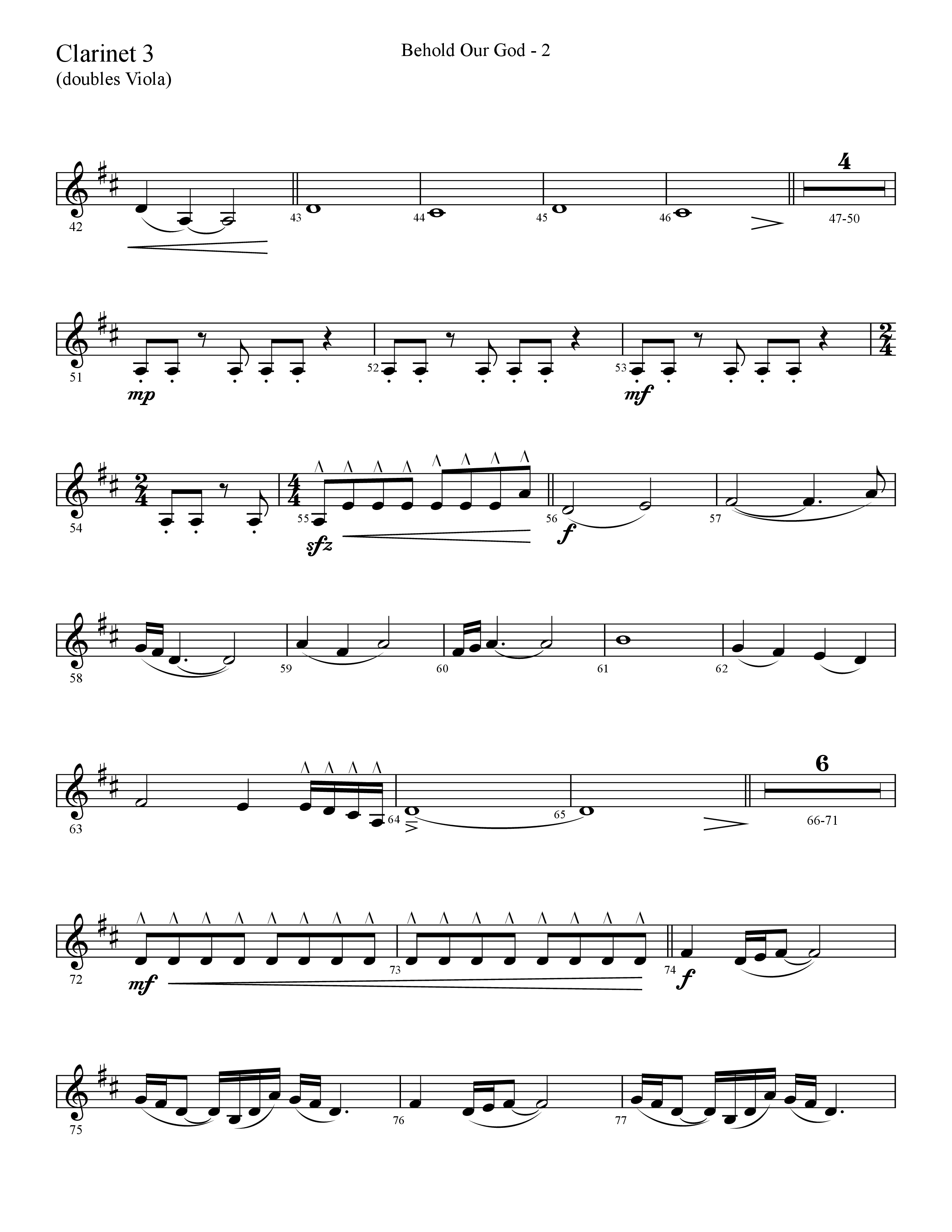 Behold Our God (Choral Anthem SATB) Clarinet 3 (Lifeway Choral / Arr. Cliff Duren)