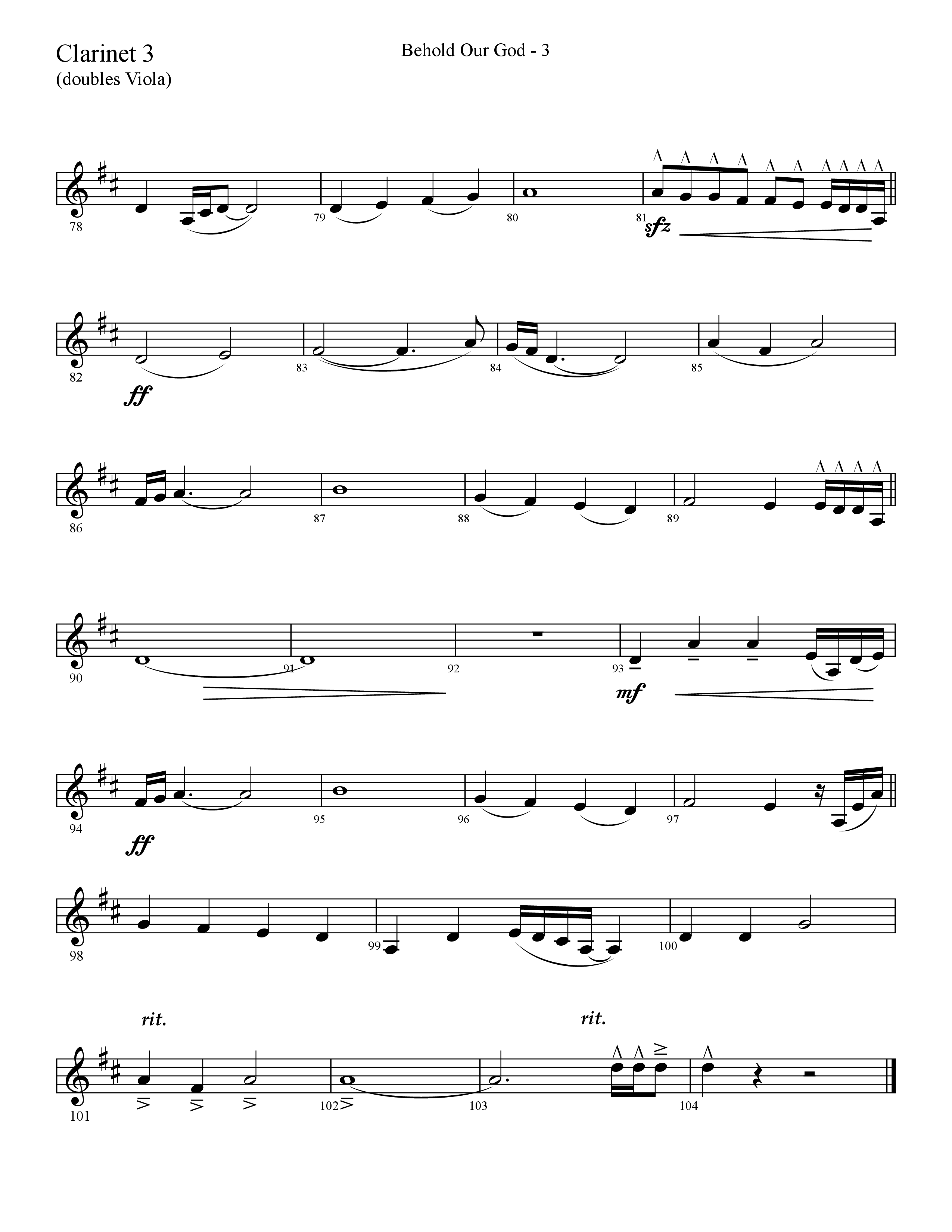 Behold Our God (Choral Anthem SATB) Clarinet 3 (Lifeway Choral / Arr. Cliff Duren)