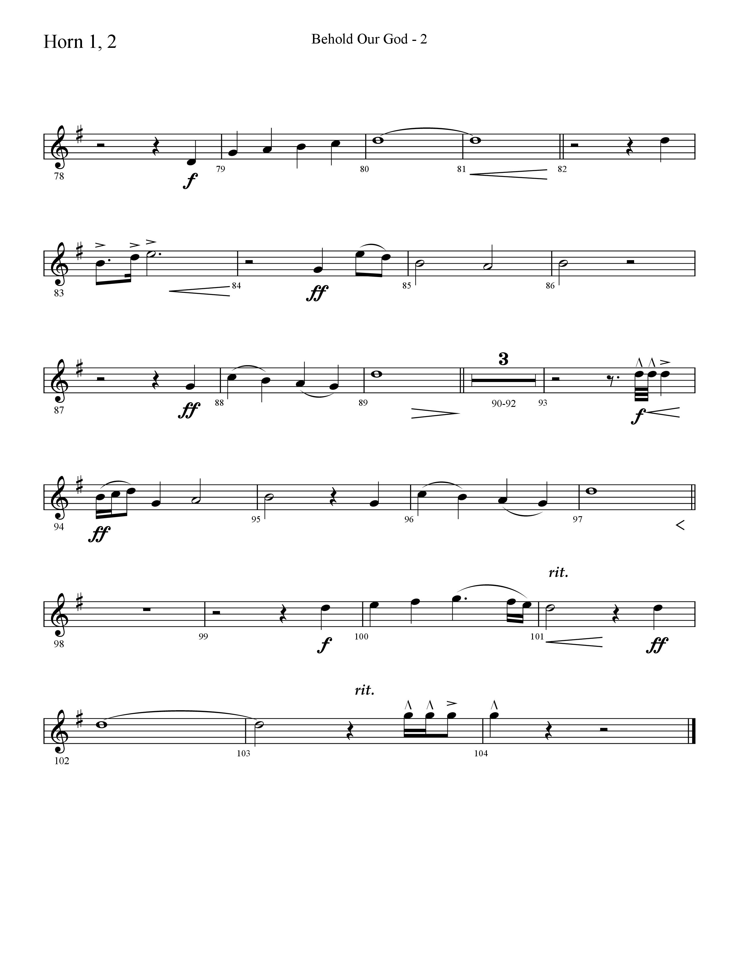 Behold Our God (Choral Anthem SATB) French Horn 1/2 (Lifeway Choral / Arr. Cliff Duren)