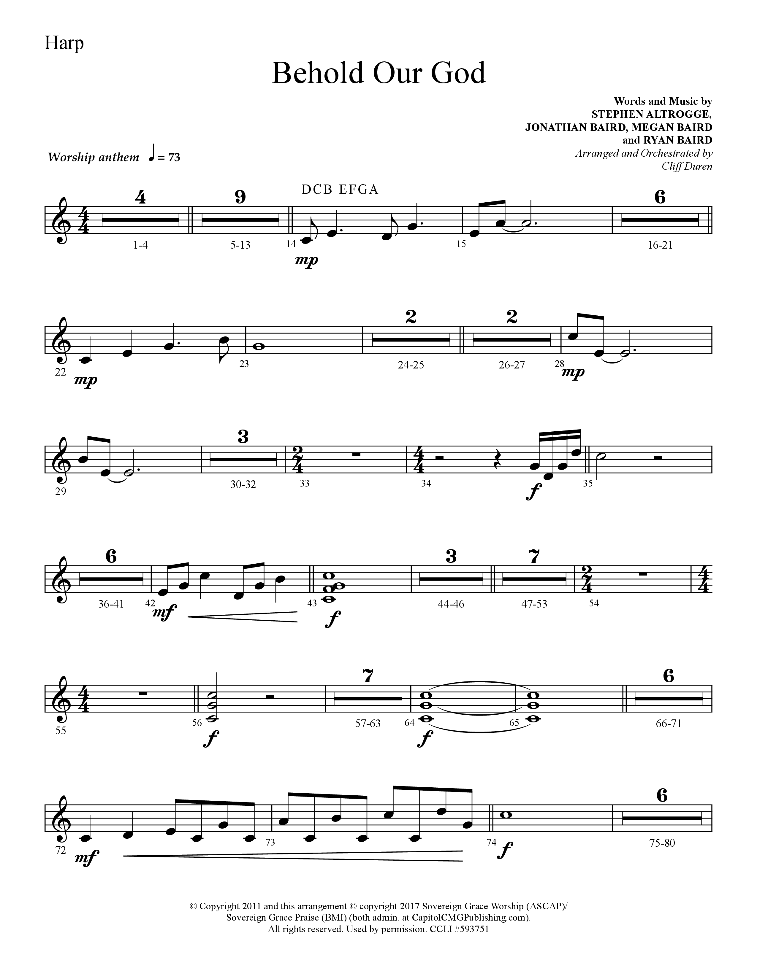 Behold Our God (Choral Anthem SATB) Harp (Lifeway Choral / Arr. Cliff Duren)