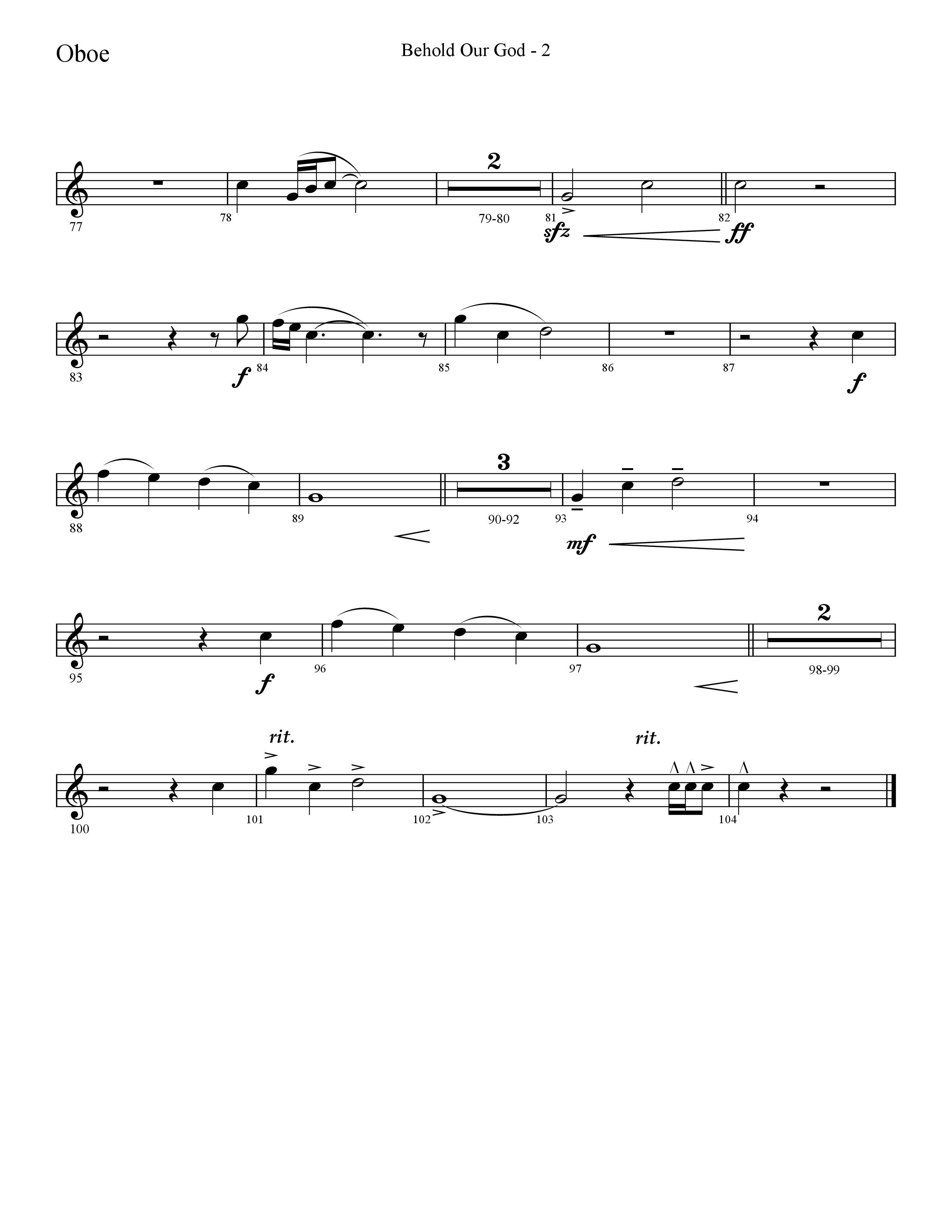 Behold Our God (Choral Anthem SATB) Oboe (Lifeway Choral / Arr. Cliff Duren)