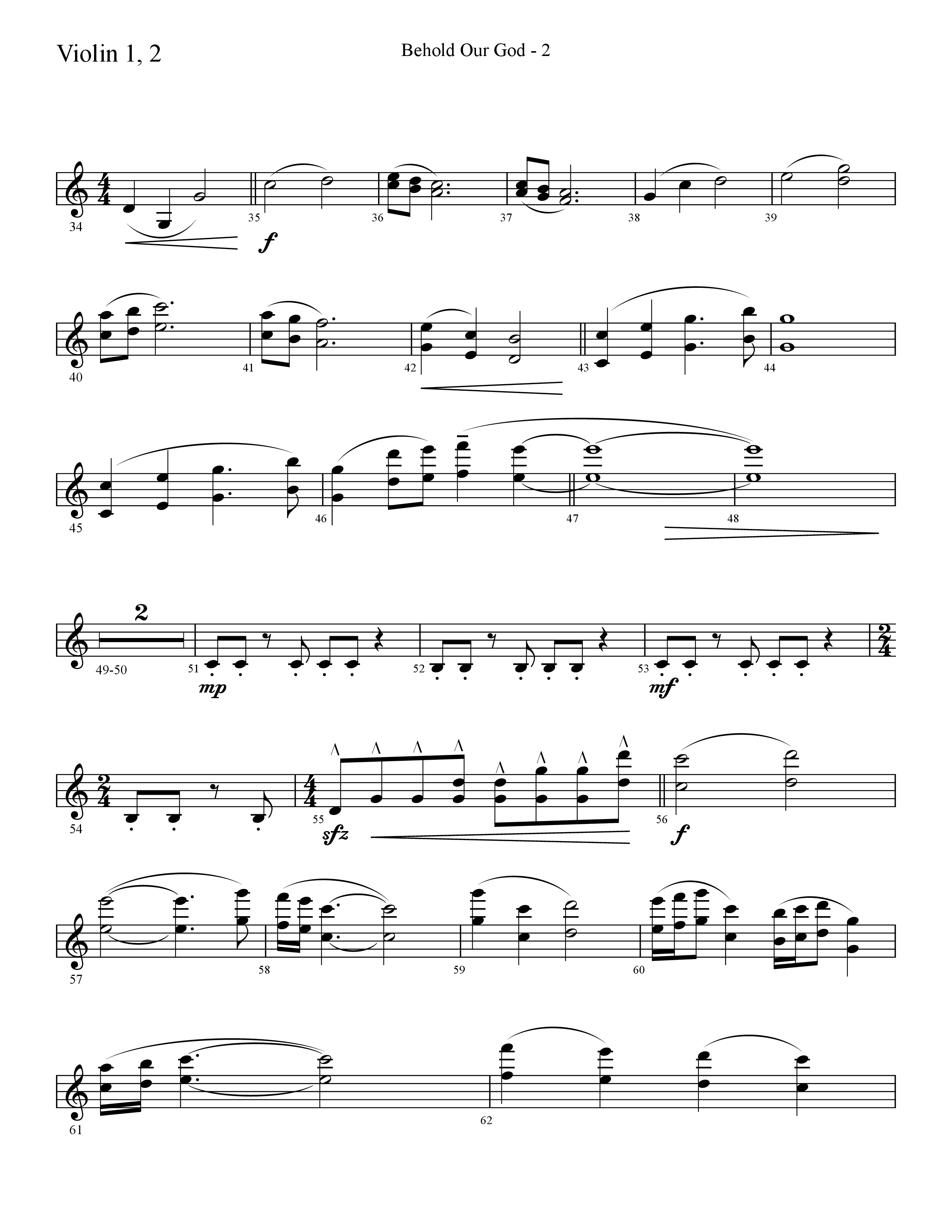 Behold Our God (Choral Anthem SATB) Violin 1/2 (Lifeway Choral / Arr. Cliff Duren)