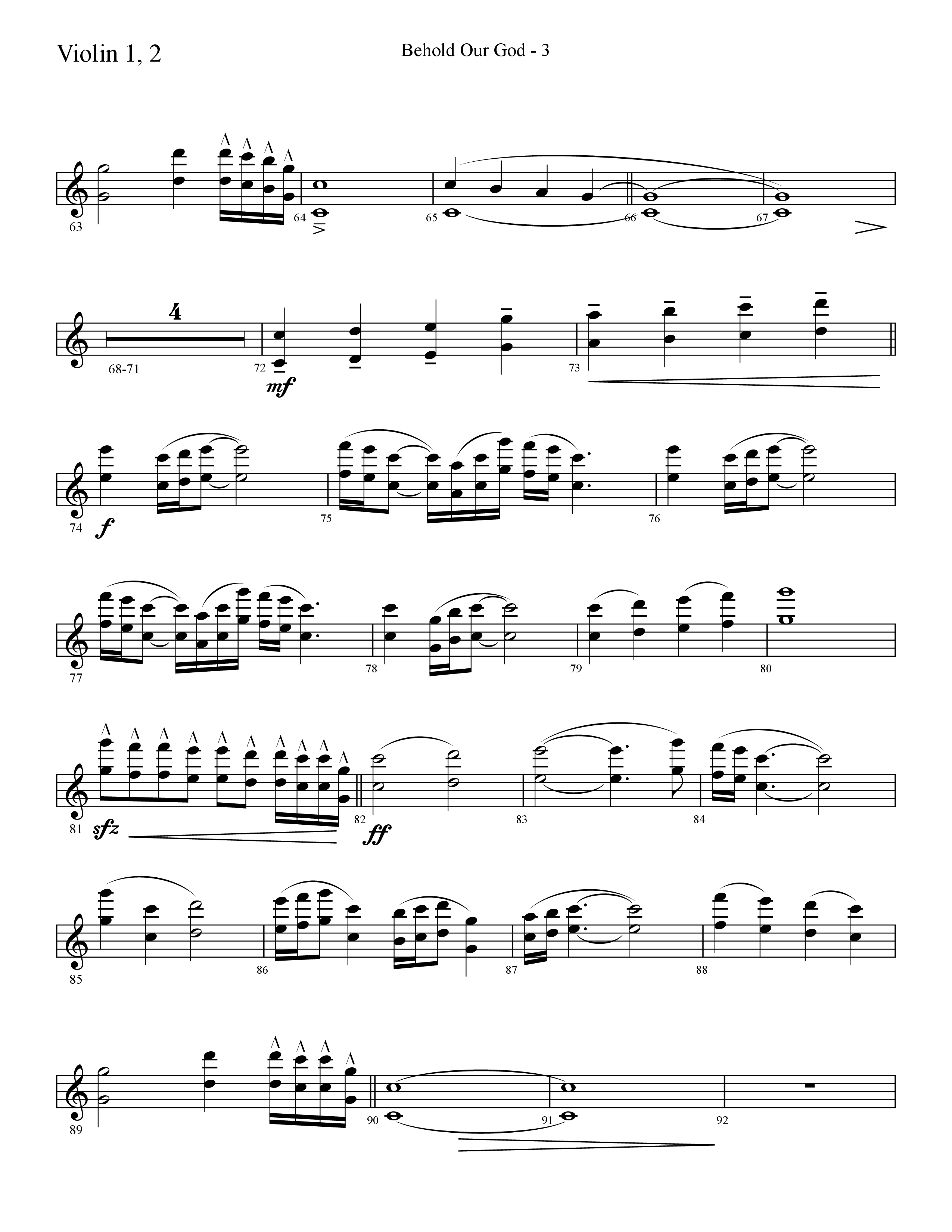 Behold Our God (Choral Anthem SATB) Violin 1/2 (Lifeway Choral / Arr. Cliff Duren)