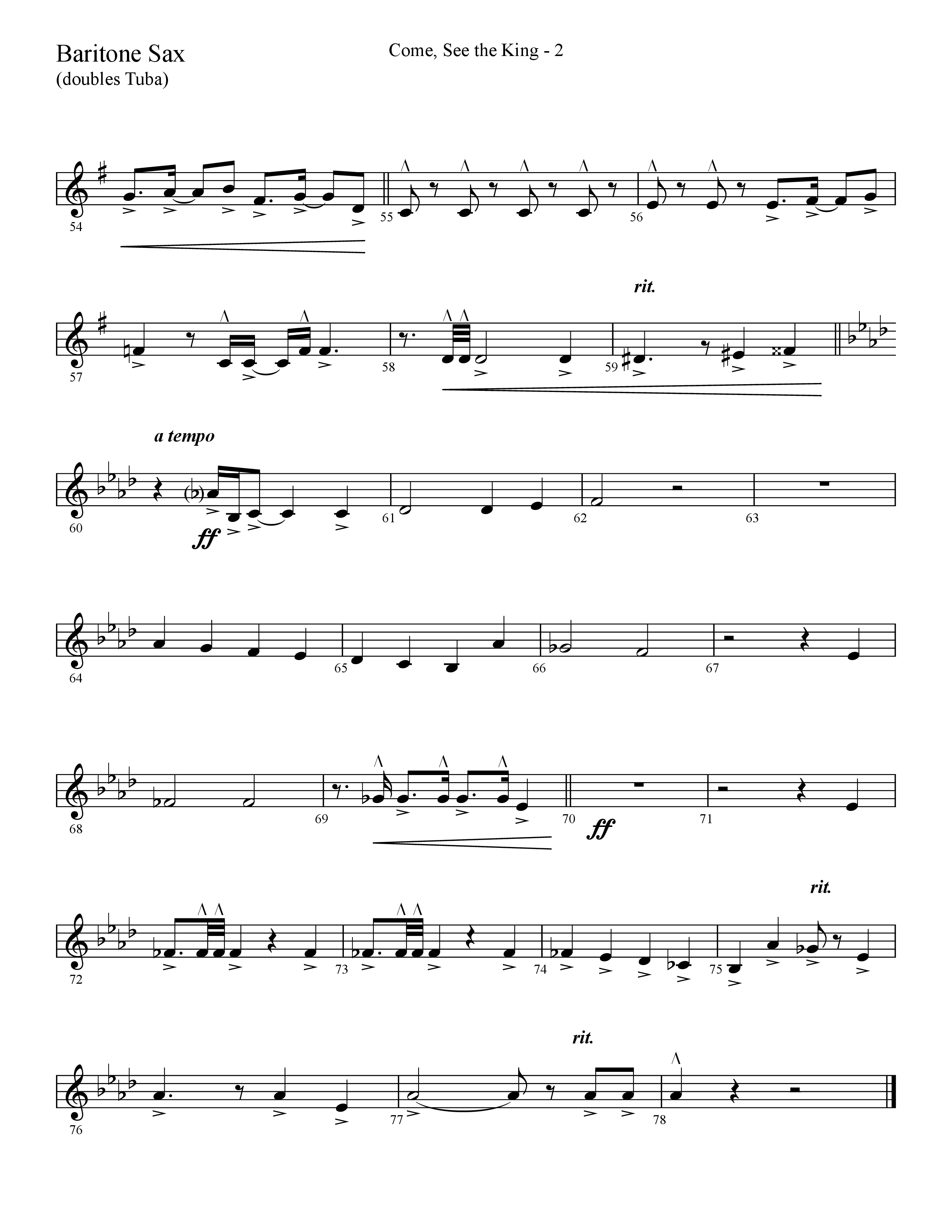 Come See The King (Choral Anthem SATB) Bari Sax (Lifeway Choral / Arr. Cliff Duren)