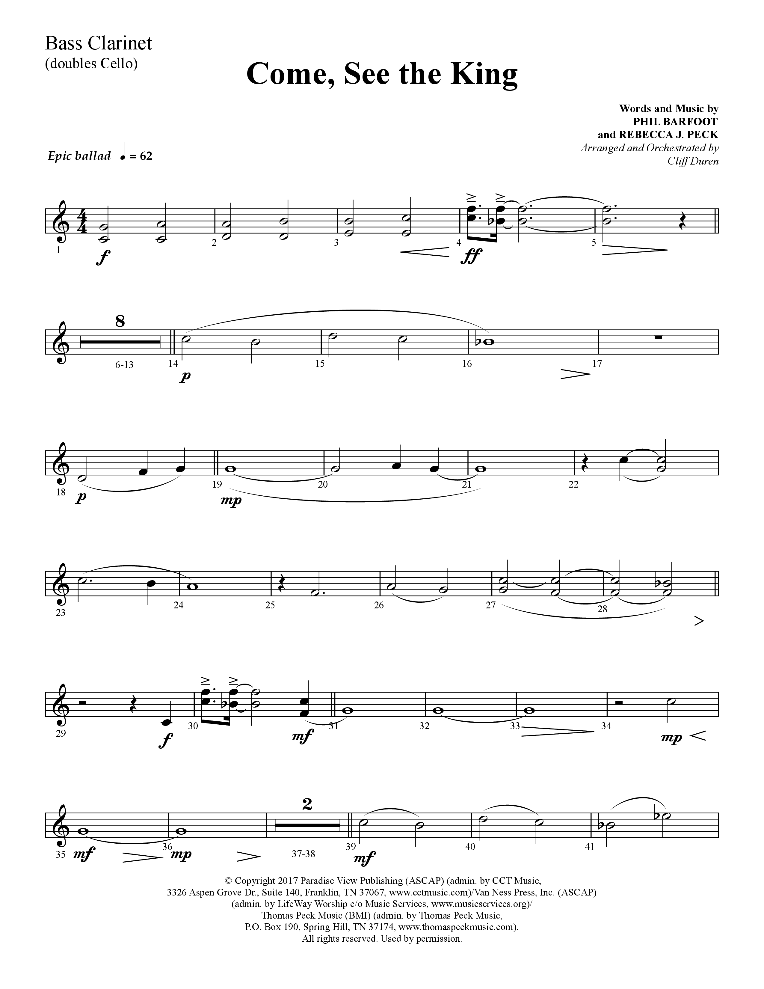 Come See The King (Choral Anthem SATB) Bass Clarinet (Lifeway Choral / Arr. Cliff Duren)