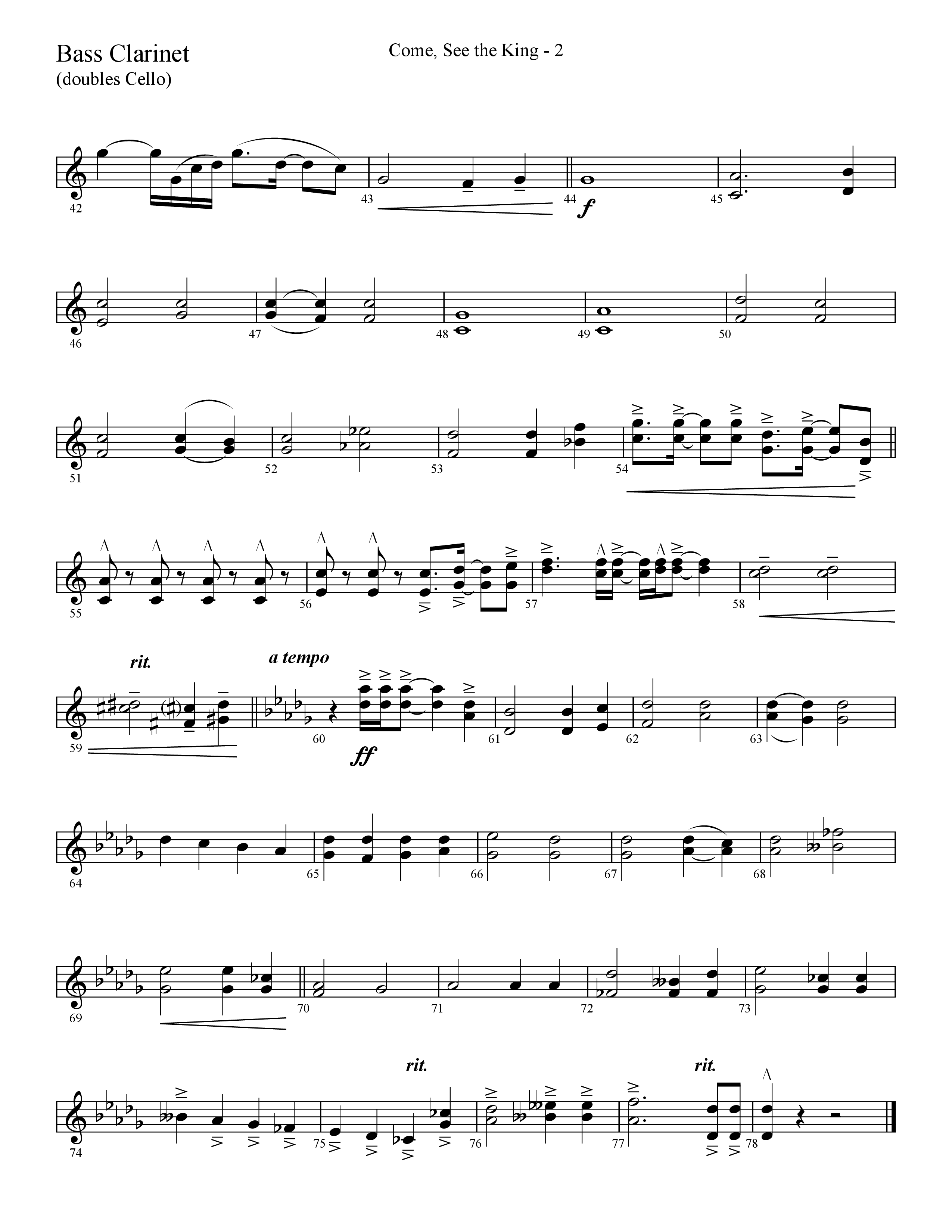 Come See The King (Choral Anthem SATB) Bass Clarinet (Lifeway Choral / Arr. Cliff Duren)