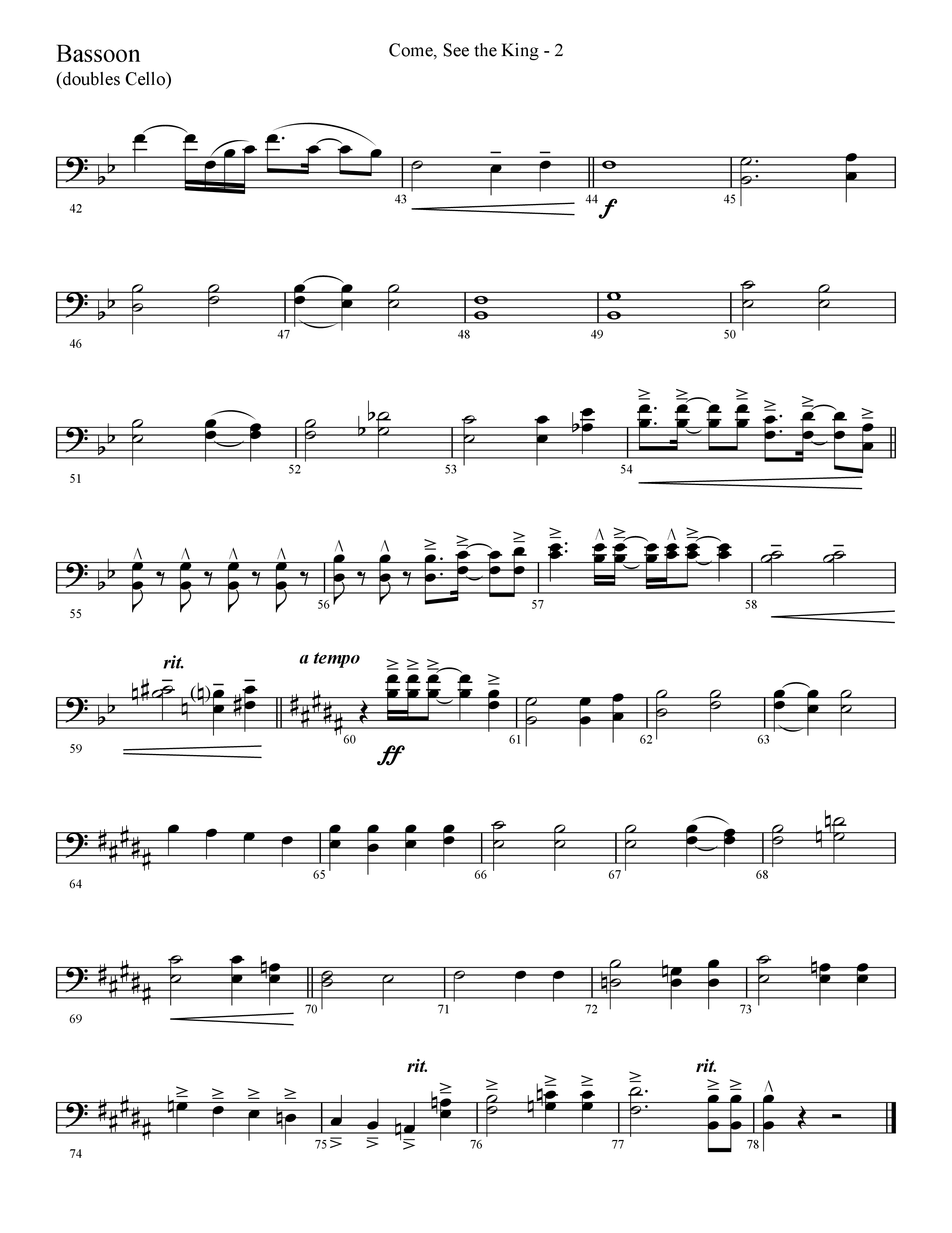 Come See The King (Choral Anthem SATB) Bassoon (Lifeway Choral / Arr. Cliff Duren)