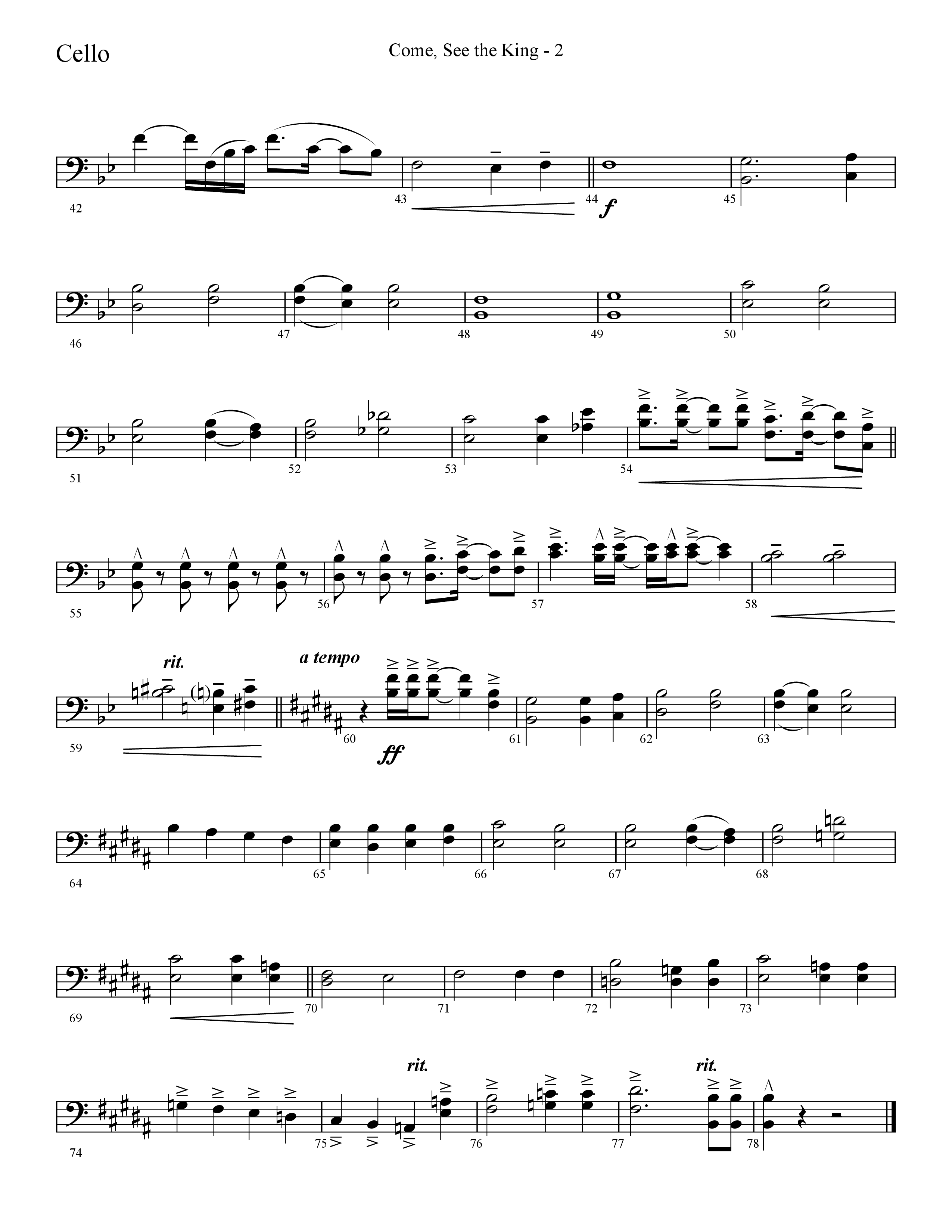 Come See The King (Choral Anthem SATB) Cello (Lifeway Choral / Arr. Cliff Duren)