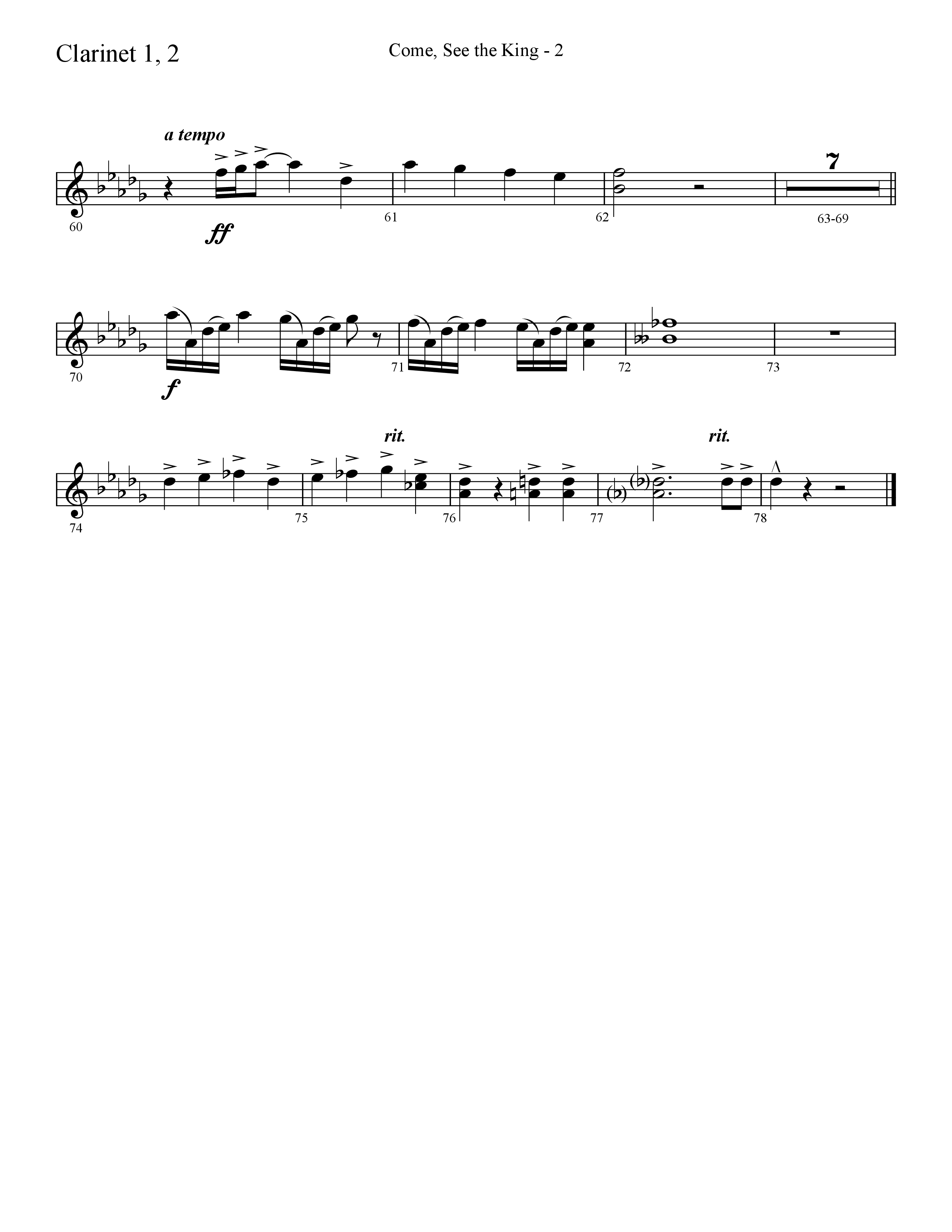 Come See The King (Choral Anthem SATB) Clarinet 1/2 (Lifeway Choral / Arr. Cliff Duren)