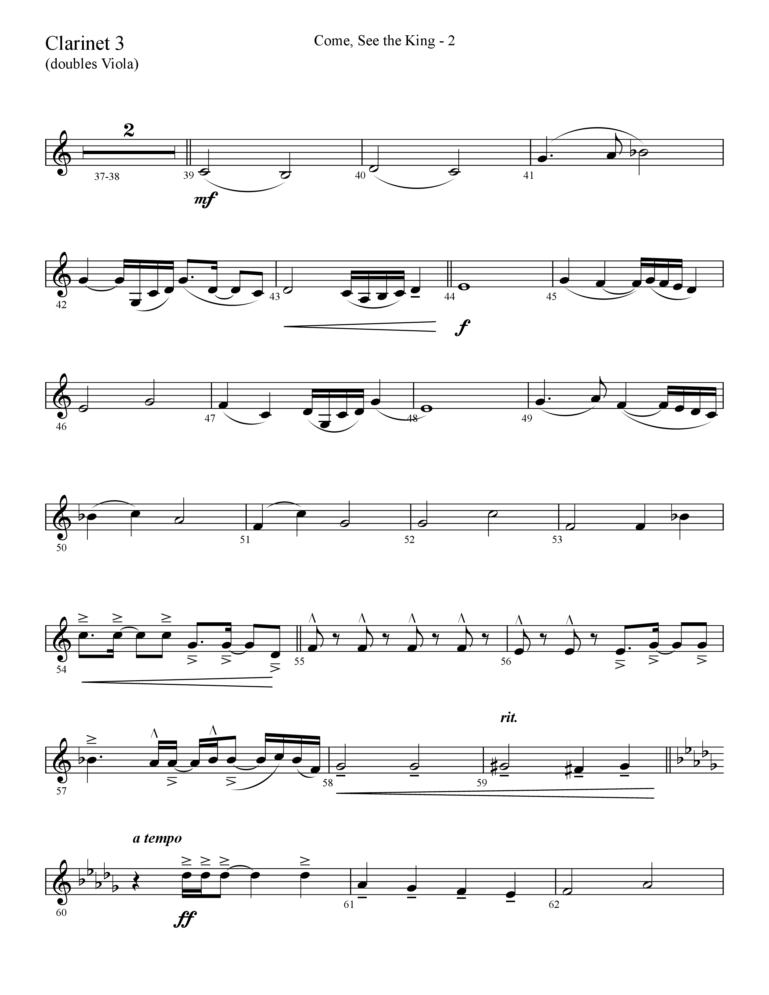 Come See The King (Choral Anthem SATB) Clarinet 3 (Lifeway Choral / Arr. Cliff Duren)