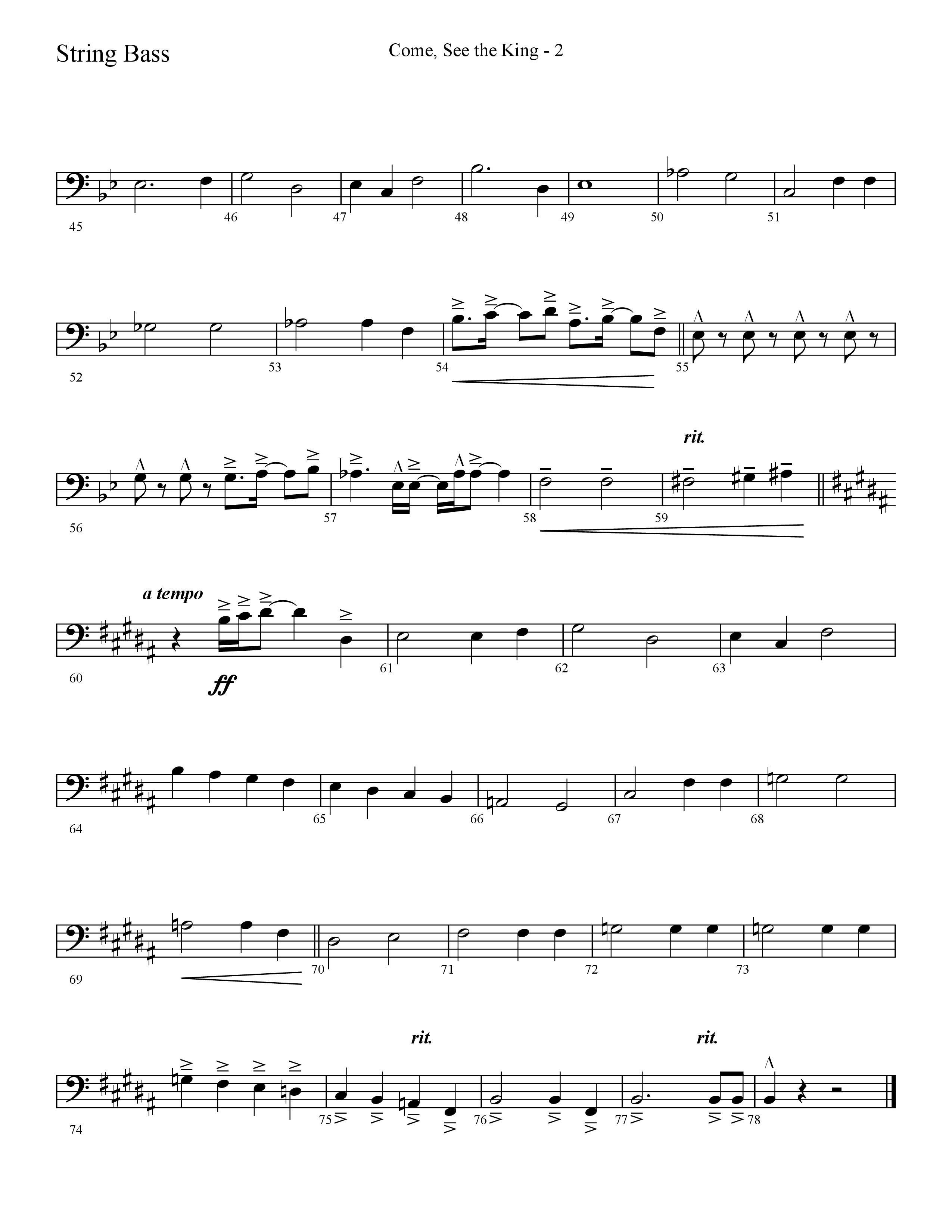 Come See The King (Choral Anthem SATB) Double Bass (Lifeway Choral / Arr. Cliff Duren)