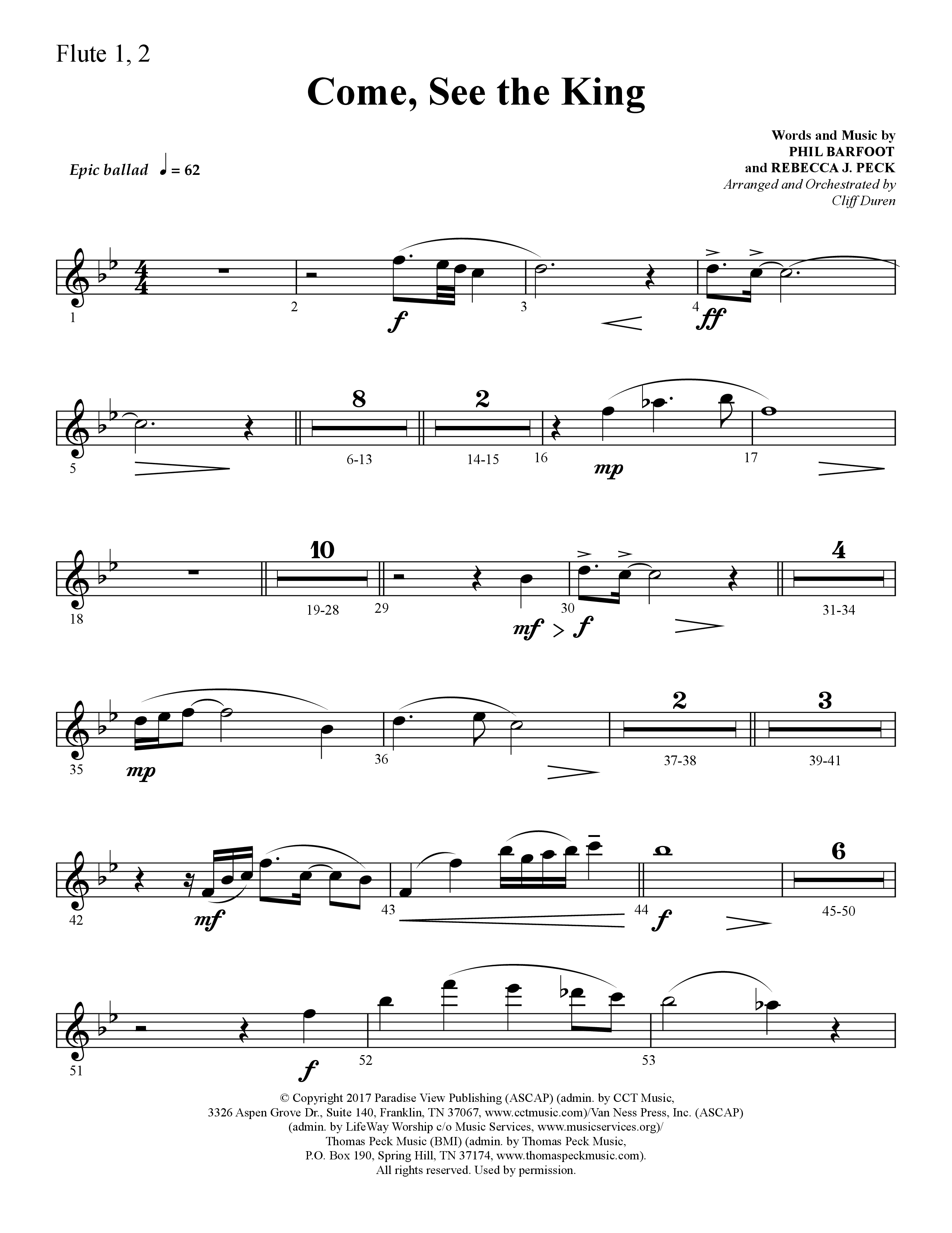 Come See The King (Choral Anthem SATB) Flute 1/2 (Lifeway Choral / Arr. Cliff Duren)