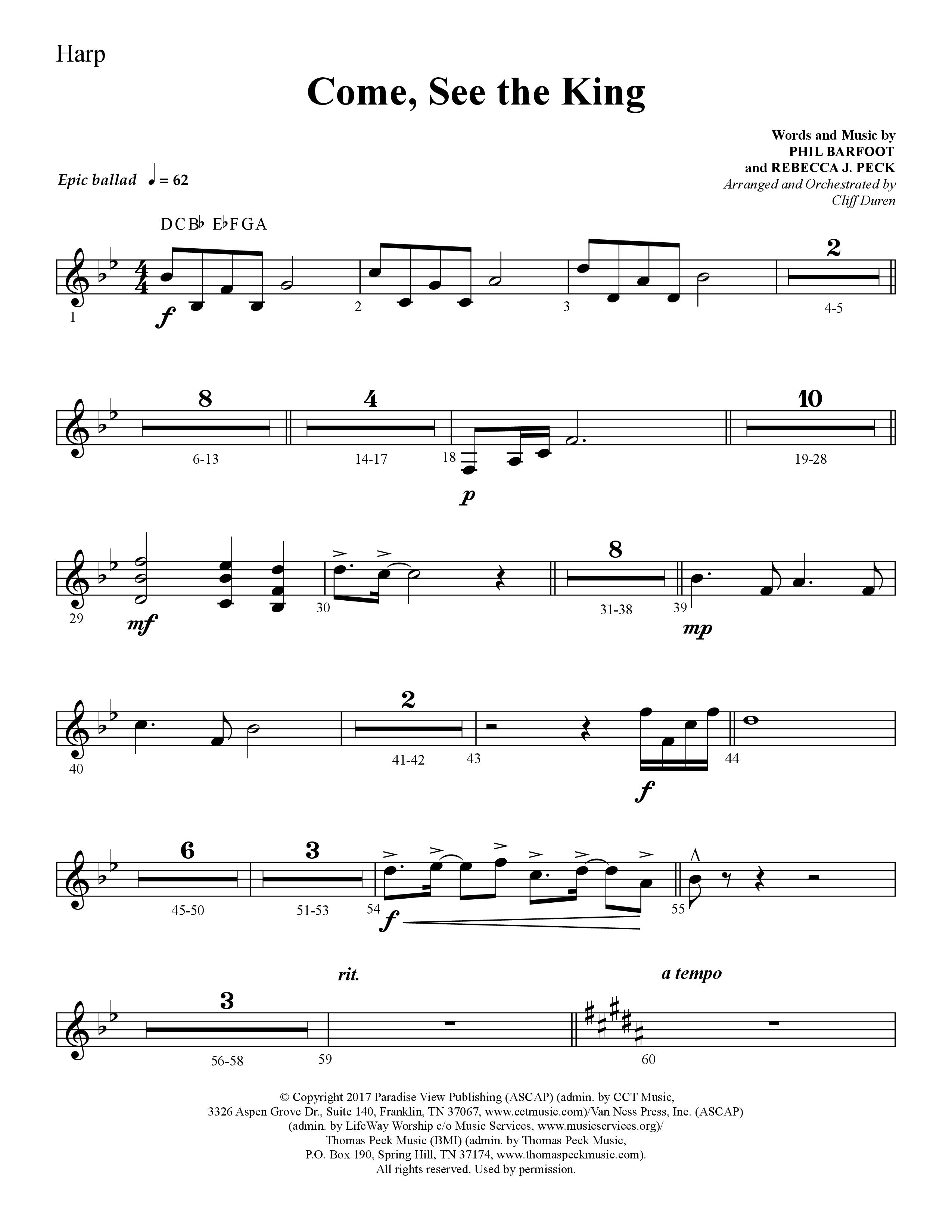 Come See The King (Choral Anthem SATB) Harp (Lifeway Choral / Arr. Cliff Duren)