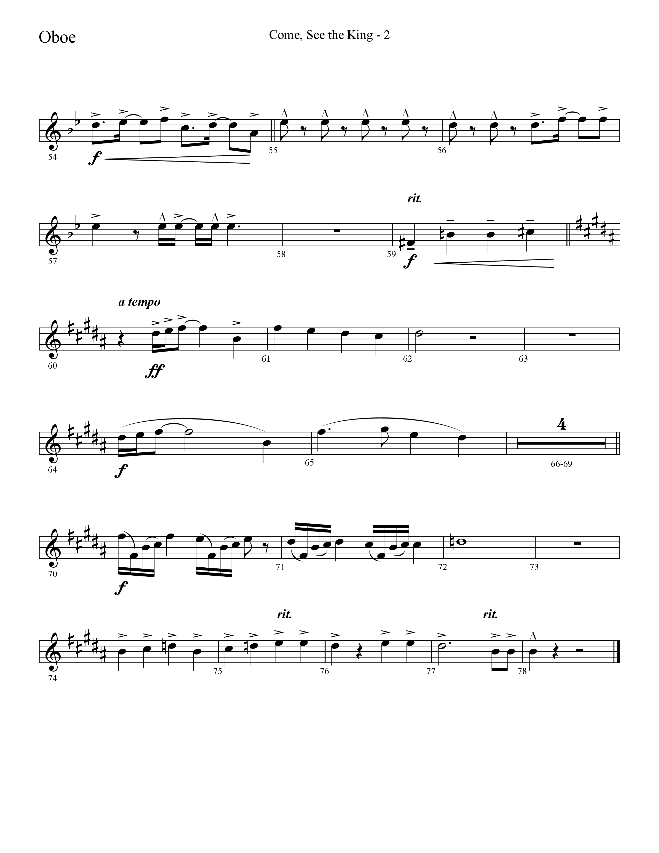 Come See The King (Choral Anthem SATB) Oboe (Lifeway Choral / Arr. Cliff Duren)