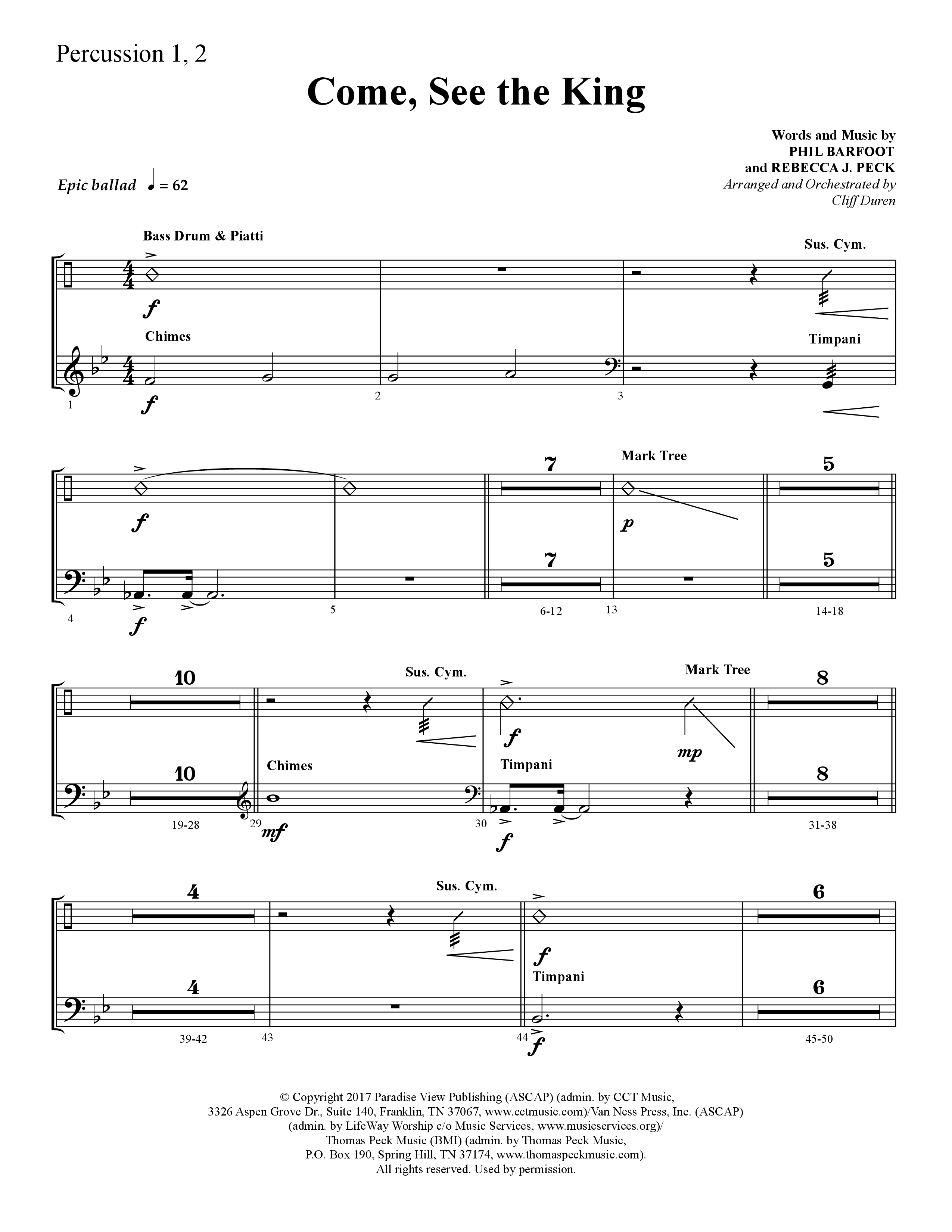 Come See The King (Choral Anthem SATB) Percussion 1/2 (Lifeway Choral / Arr. Cliff Duren)