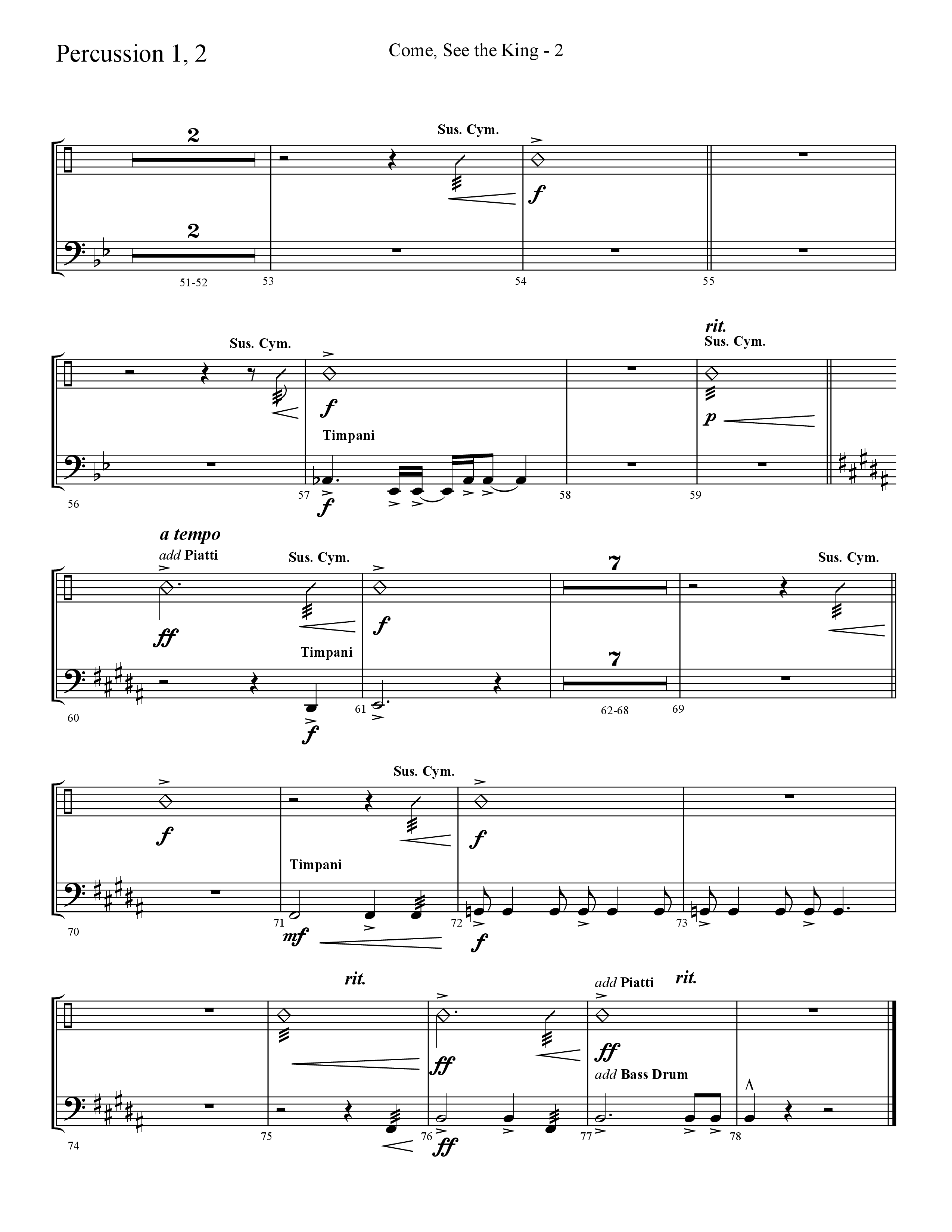 Come See The King (Choral Anthem SATB) Percussion 1/2 (Lifeway Choral / Arr. Cliff Duren)