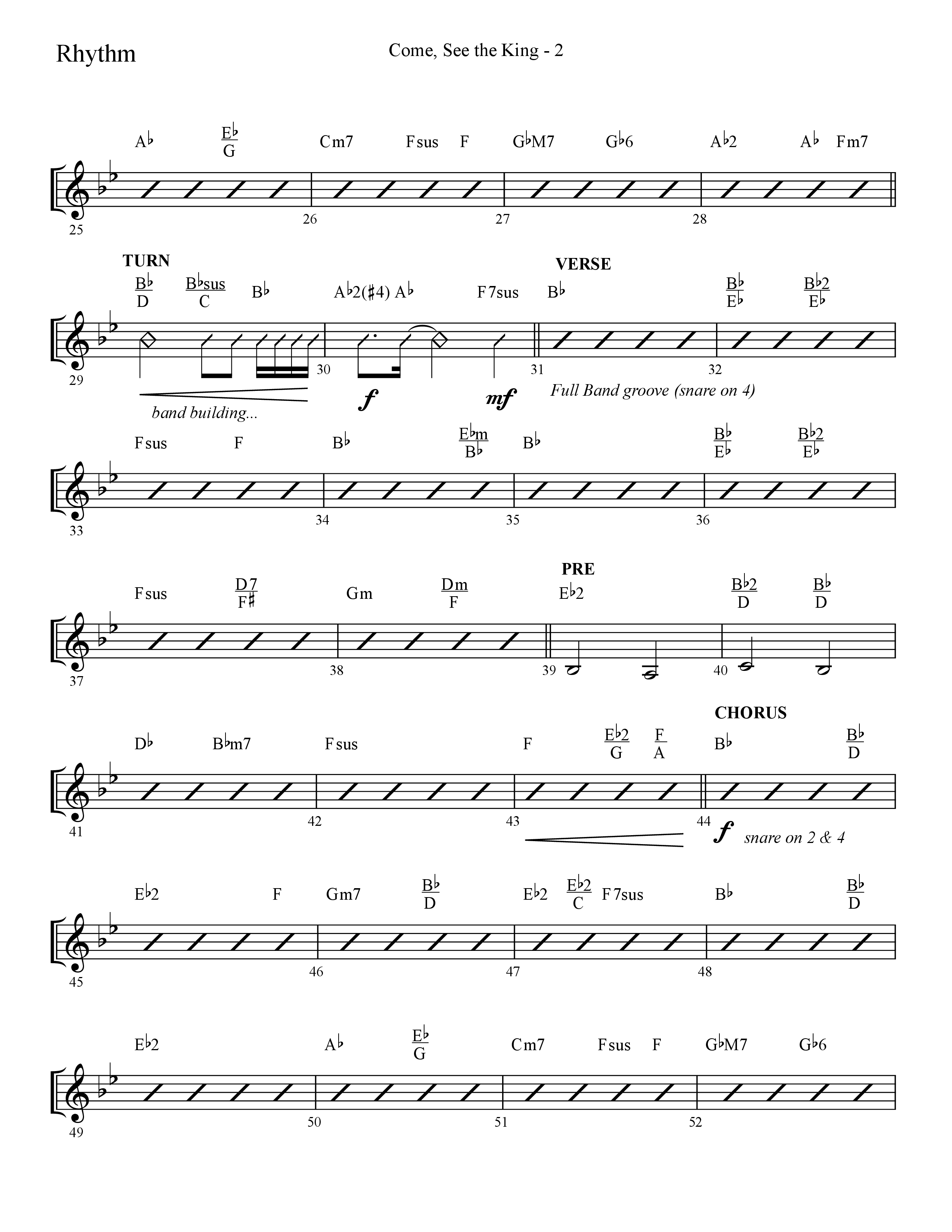 Come See The King (Choral Anthem SATB) Rhythm Chart (Lifeway Choral / Arr. Cliff Duren)