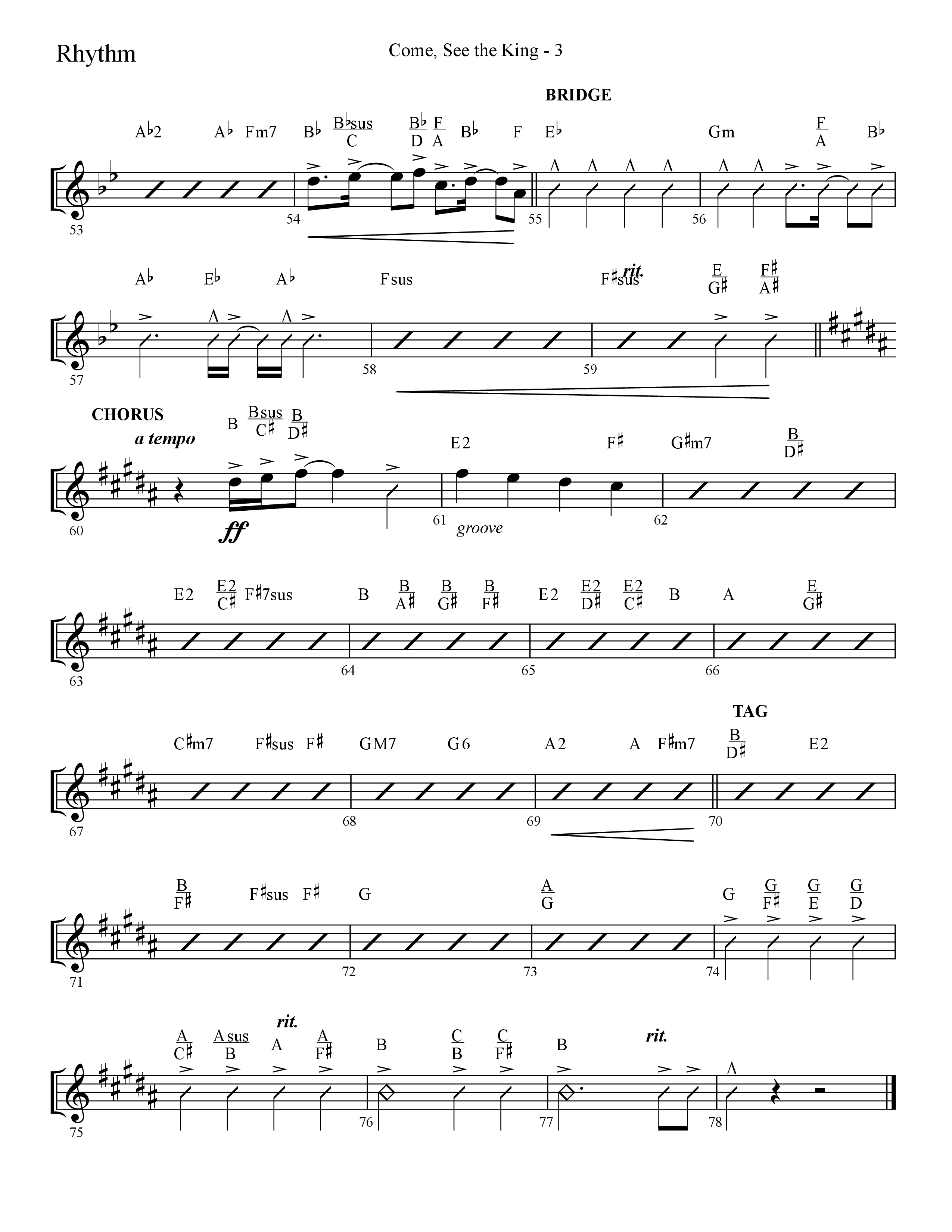 Come See The King (Choral Anthem SATB) Rhythm Chart (Lifeway Choral / Arr. Cliff Duren)