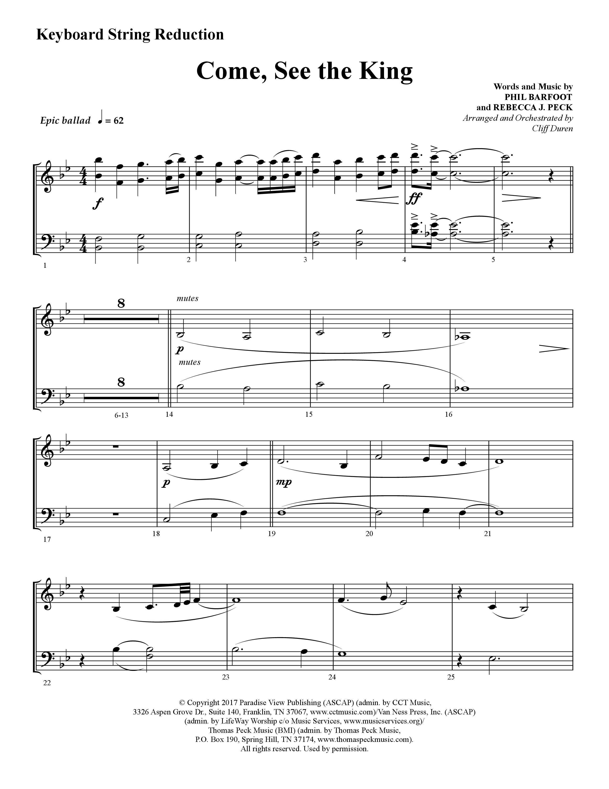 Come See The King (Choral Anthem SATB) String Reduction (Lifeway Choral / Arr. Cliff Duren)