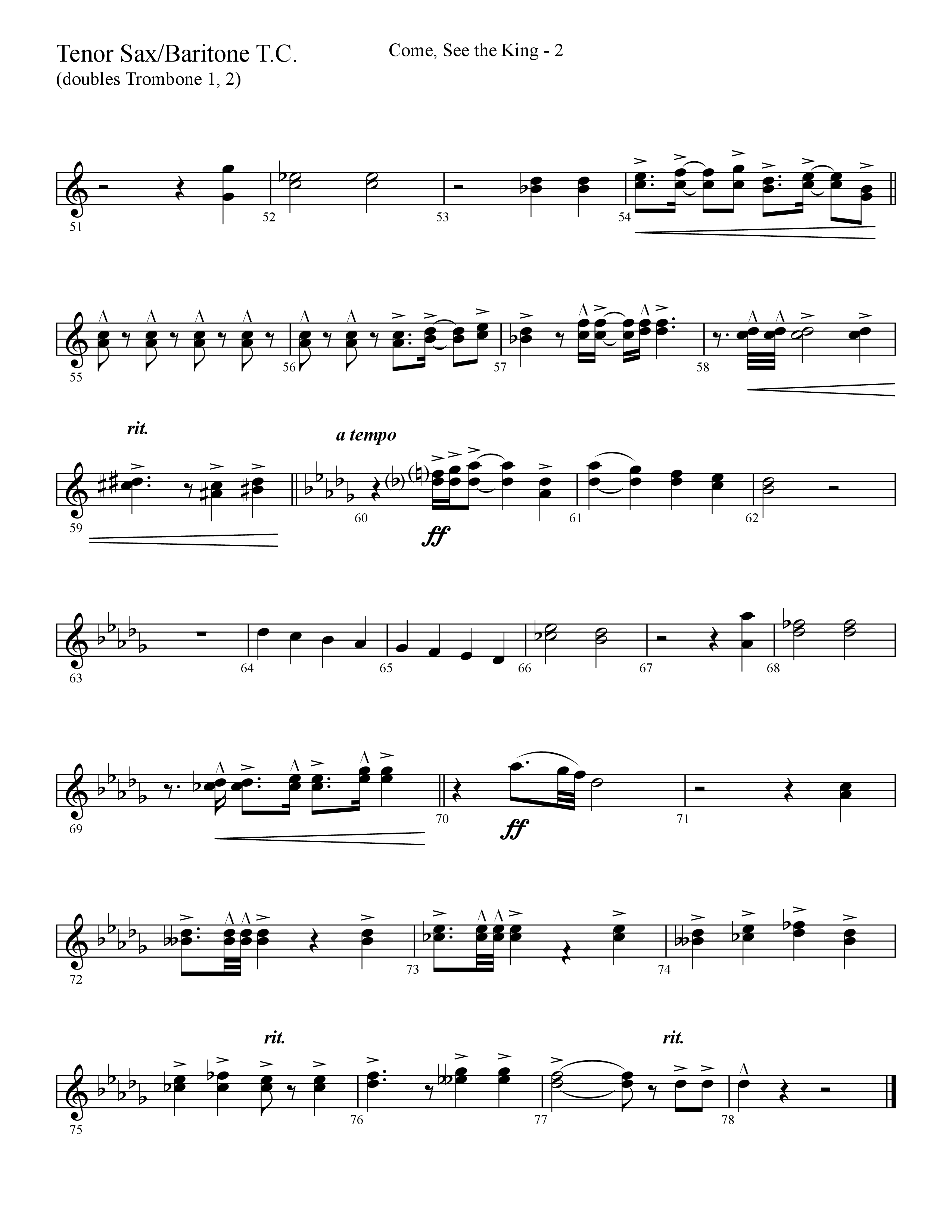 Come See The King (Choral Anthem SATB) Tenor Sax/Baritone T.C. (Lifeway Choral / Arr. Cliff Duren)