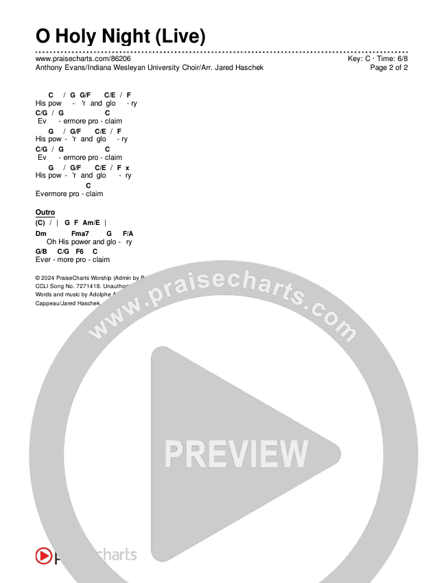 O Holy Night (Live) Chords & Lyrics (Museum Of The Bible / Anthony Evans / Indiana Wesleyan University Choir / Arr. Jared Haschek)