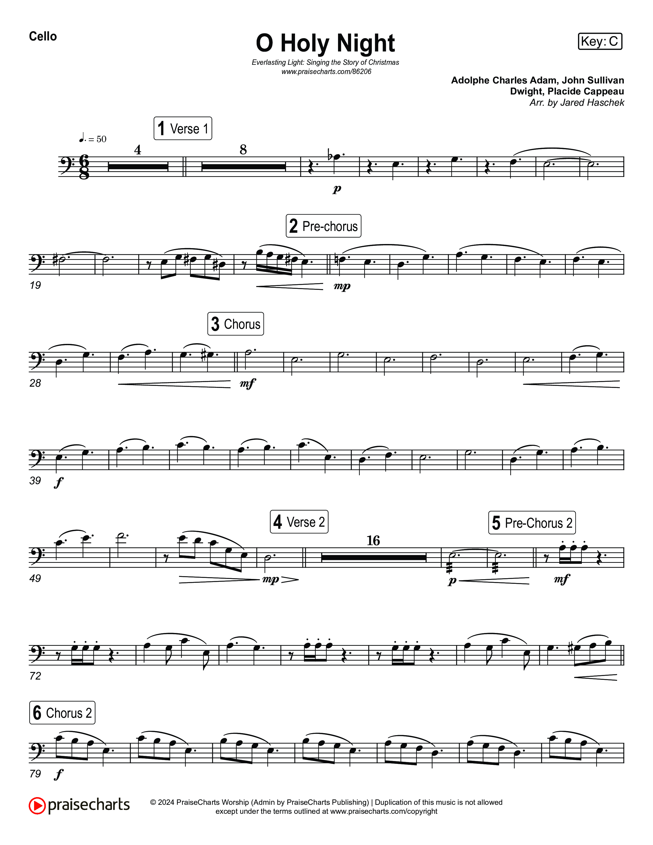 O Holy Night (Live) Cello (Museum Of The Bible / Anthony Evans / Indiana Wesleyan University Choir / Arr. Jared Haschek)
