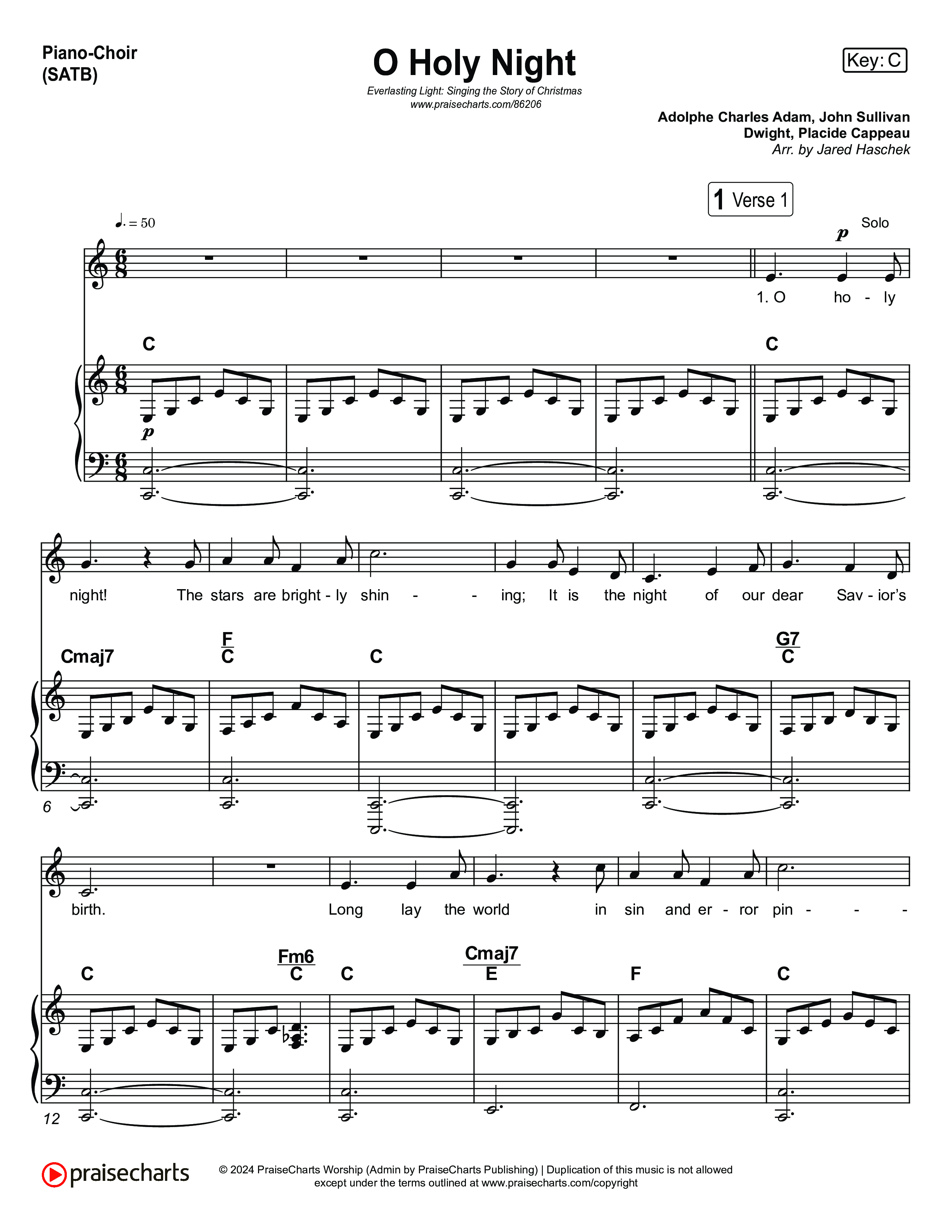 O Holy Night (Live) Piano/Vocal (SATB) (Museum Of The Bible / Anthony Evans / Indiana Wesleyan University Choir / Arr. Jared Haschek)