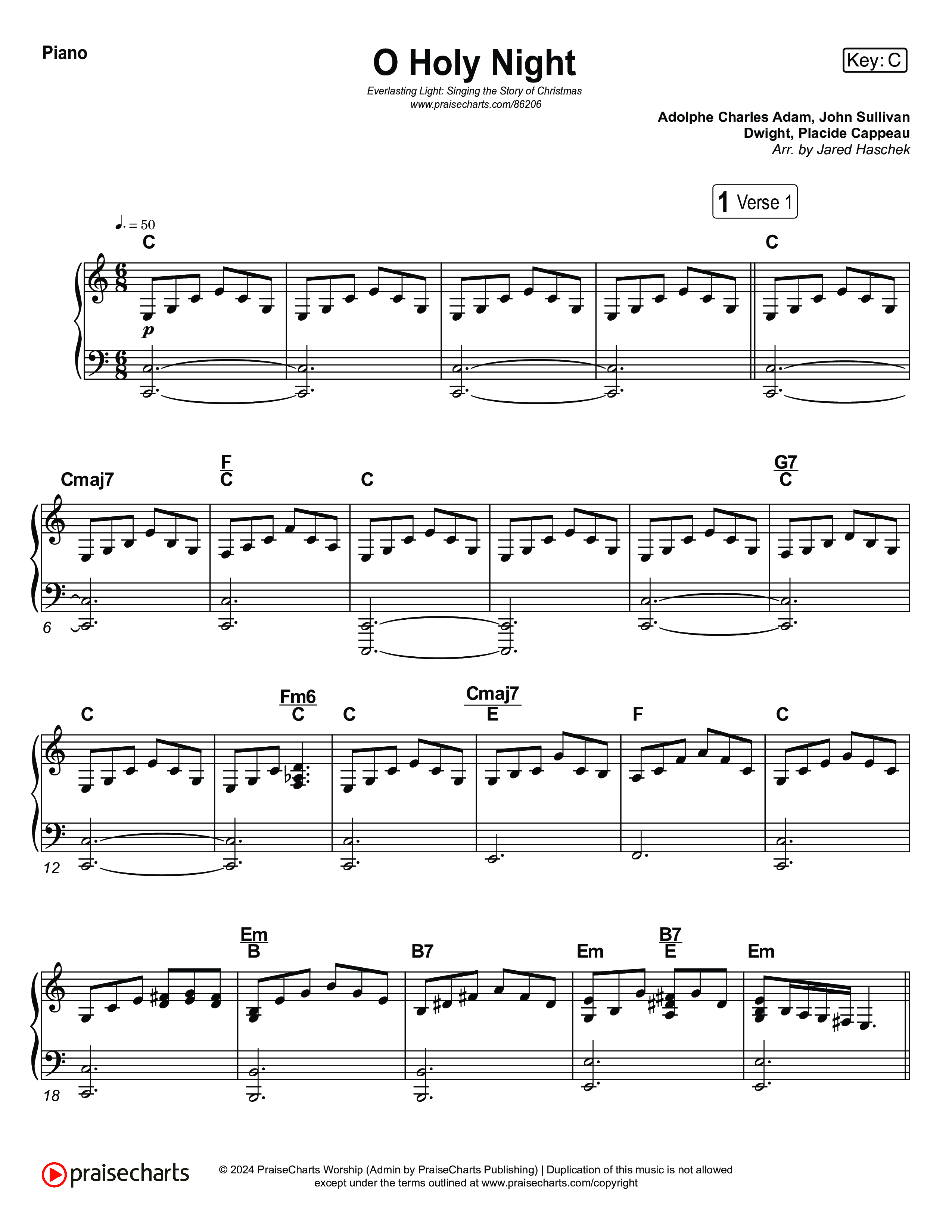 O Holy Night (Live) Piano Sheet (Museum Of The Bible / Anthony Evans / Indiana Wesleyan University Choir / Arr. Jared Haschek)