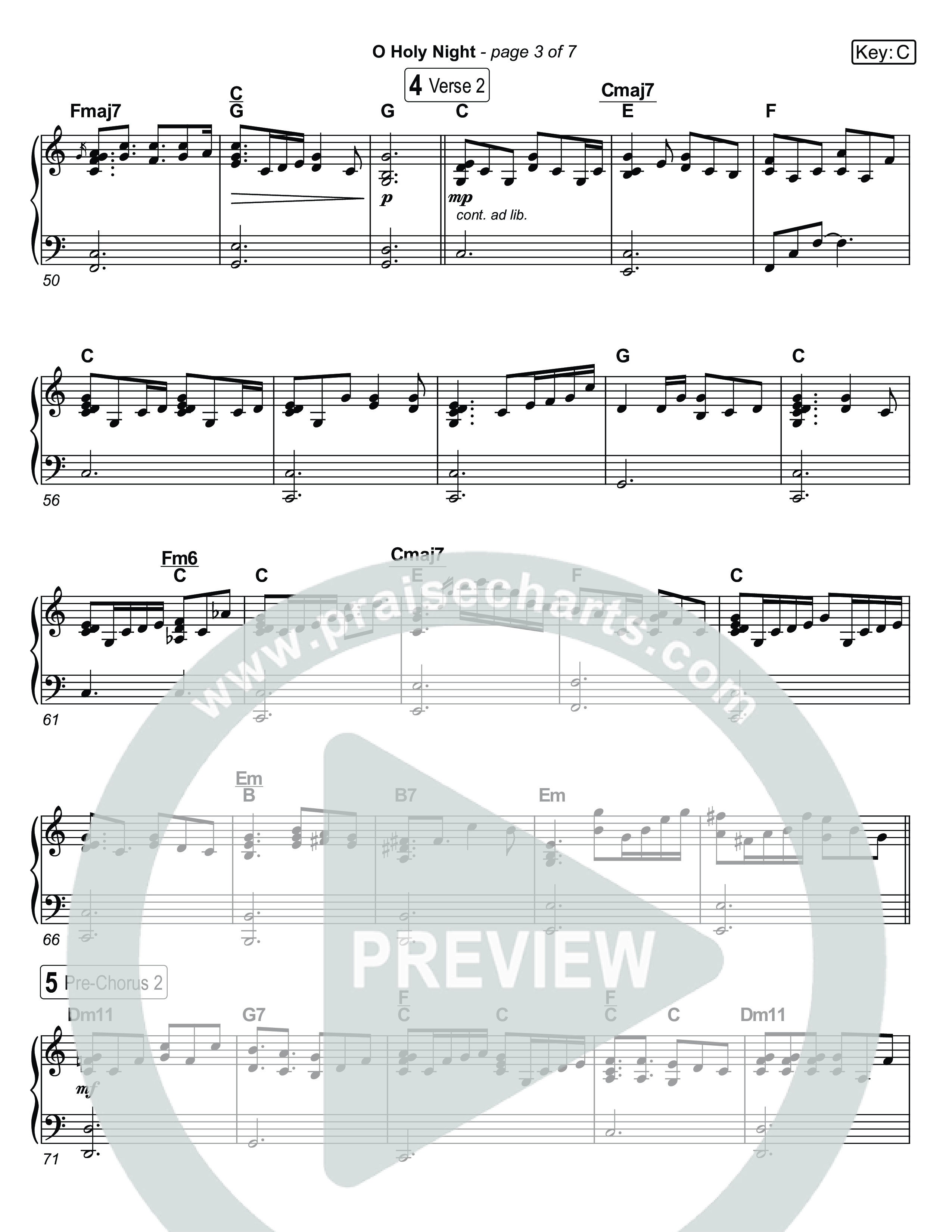 O Holy Night (Live) Piano Sheet (Museum Of The Bible / Anthony Evans / Indiana Wesleyan University Choir / Arr. Jared Haschek)