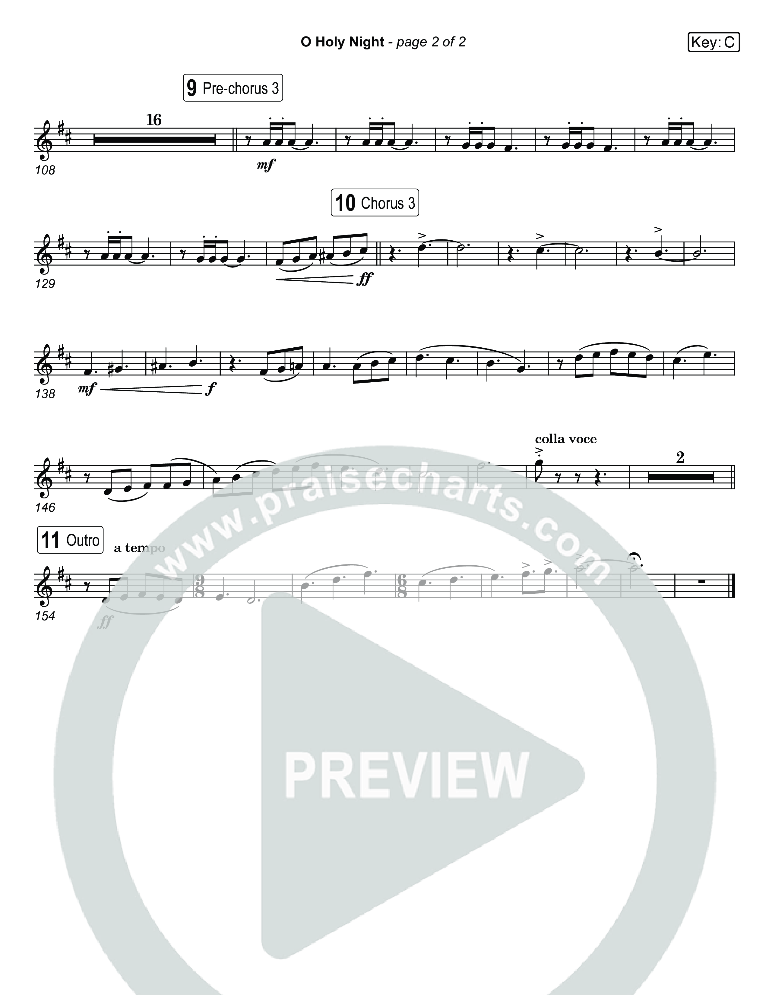 O Holy Night (Live) Trumpet 1,2 (Museum Of The Bible / Anthony Evans / Indiana Wesleyan University Choir / Arr. Jared Haschek)