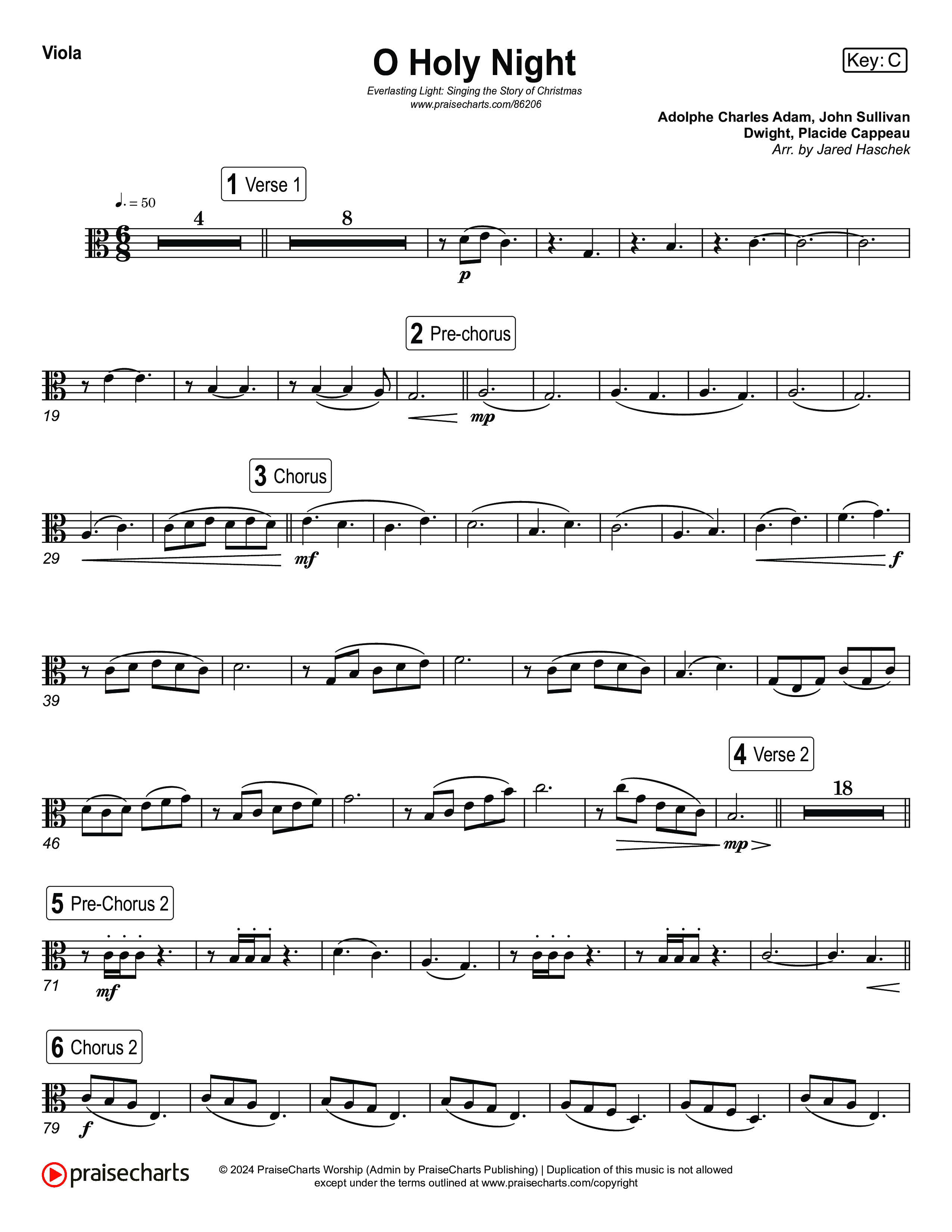 O Holy Night (Live) Viola (Museum Of The Bible / Anthony Evans / Indiana Wesleyan University Choir / Arr. Jared Haschek)