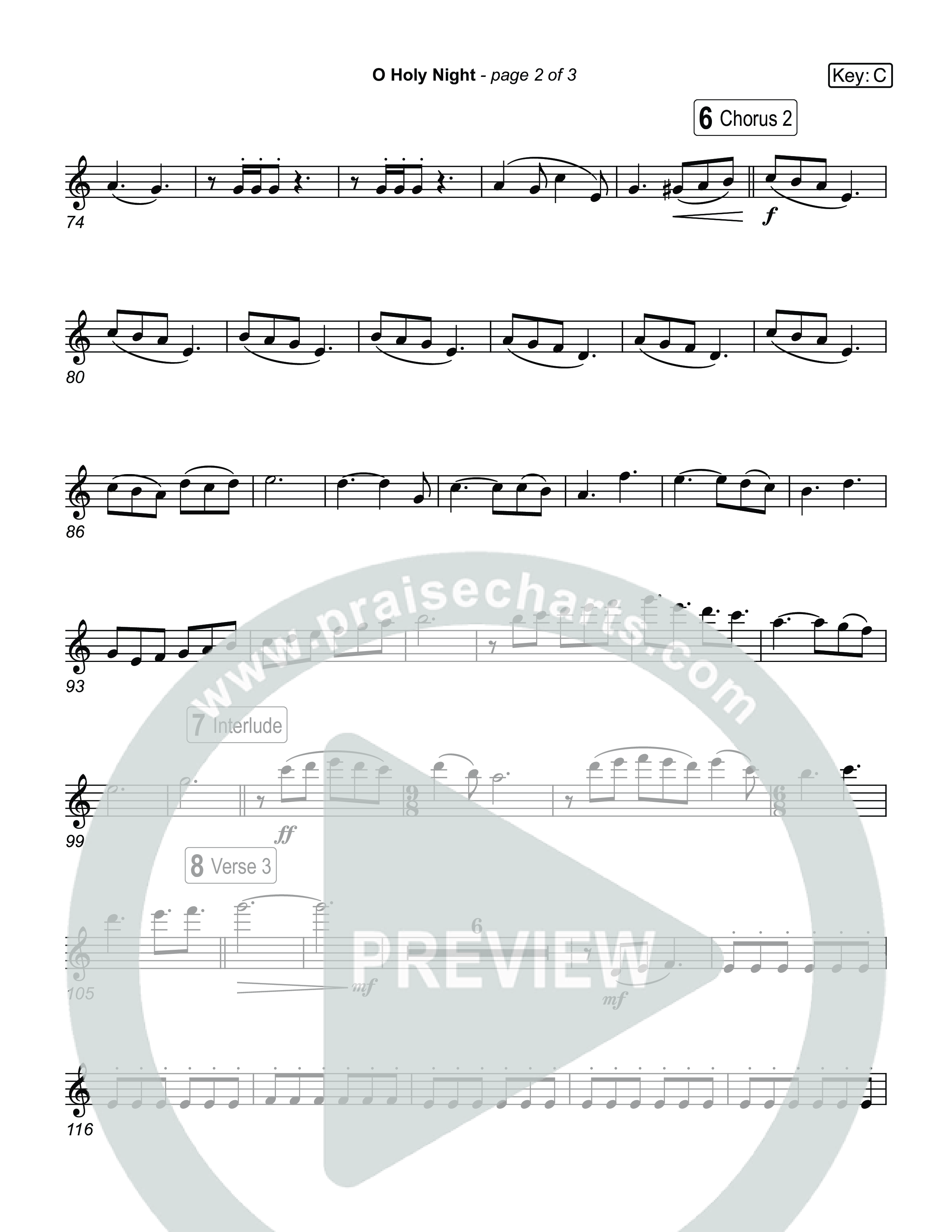 O Holy Night (Live) Violin 1,2 (Museum Of The Bible / Anthony Evans / Indiana Wesleyan University Choir / Arr. Jared Haschek)