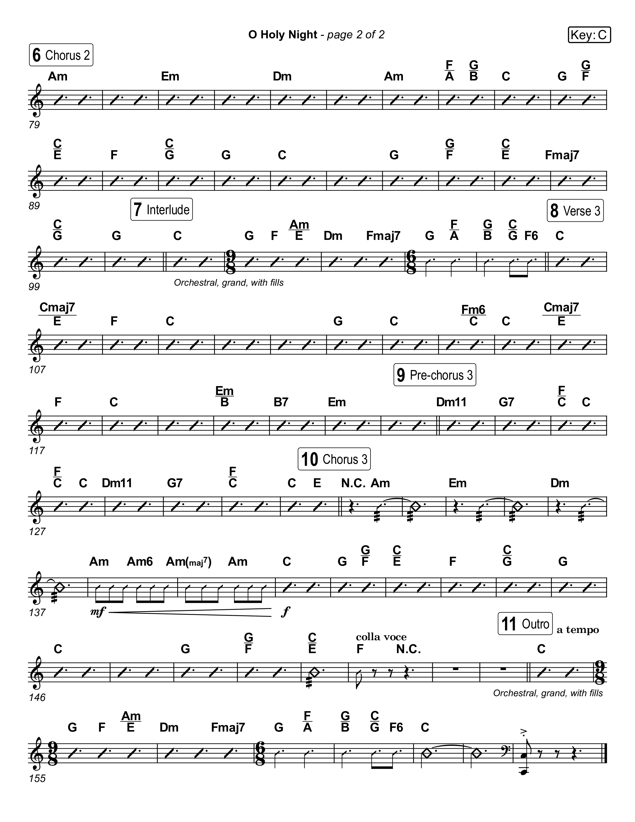 O Holy Night (Live) Rhythm Chart (Museum Of The Bible / Anthony Evans / Indiana Wesleyan University Choir / Arr. Jared Haschek)