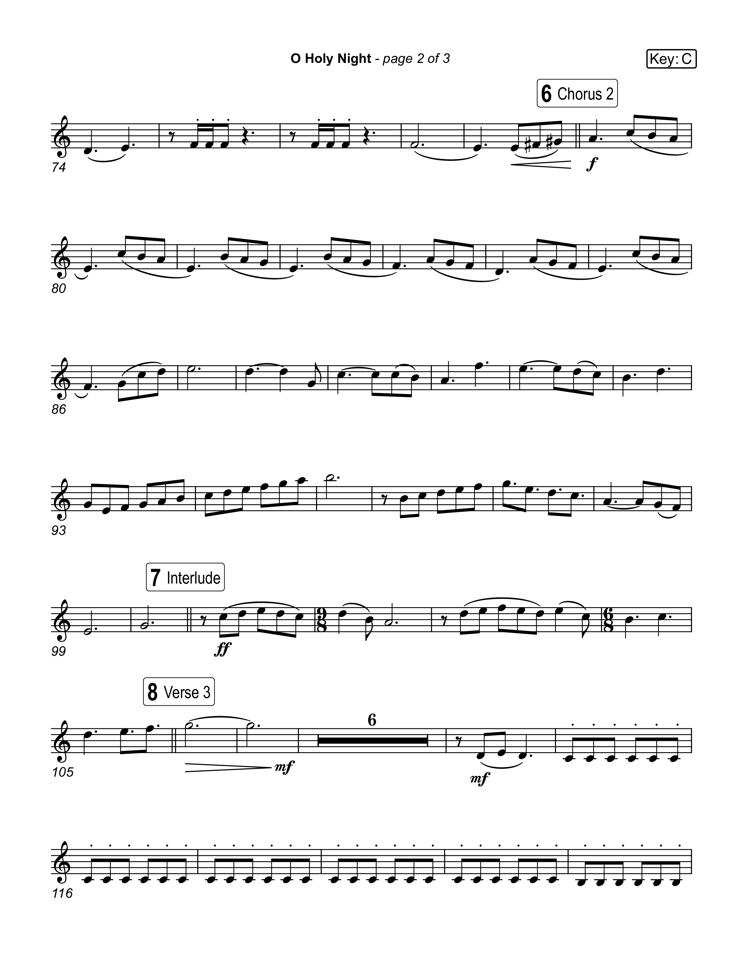 O Holy Night (Live) Violin 2 (Museum Of The Bible / Anthony Evans / Indiana Wesleyan University Choir / Arr. Jared Haschek)