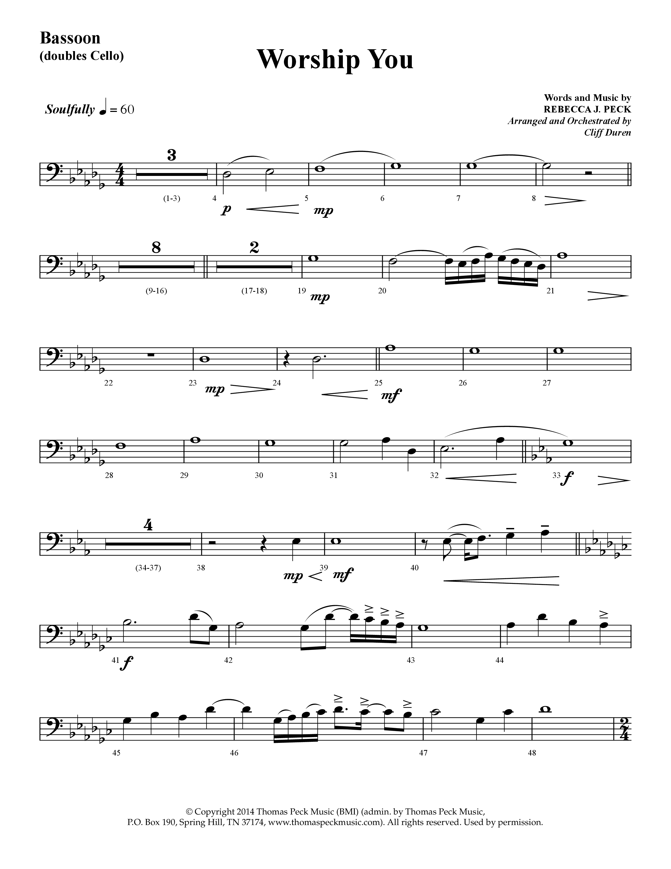 Worship You (Choral Anthem SATB) Bassoon (Lifeway Choral / Arr. Cliff Duren)