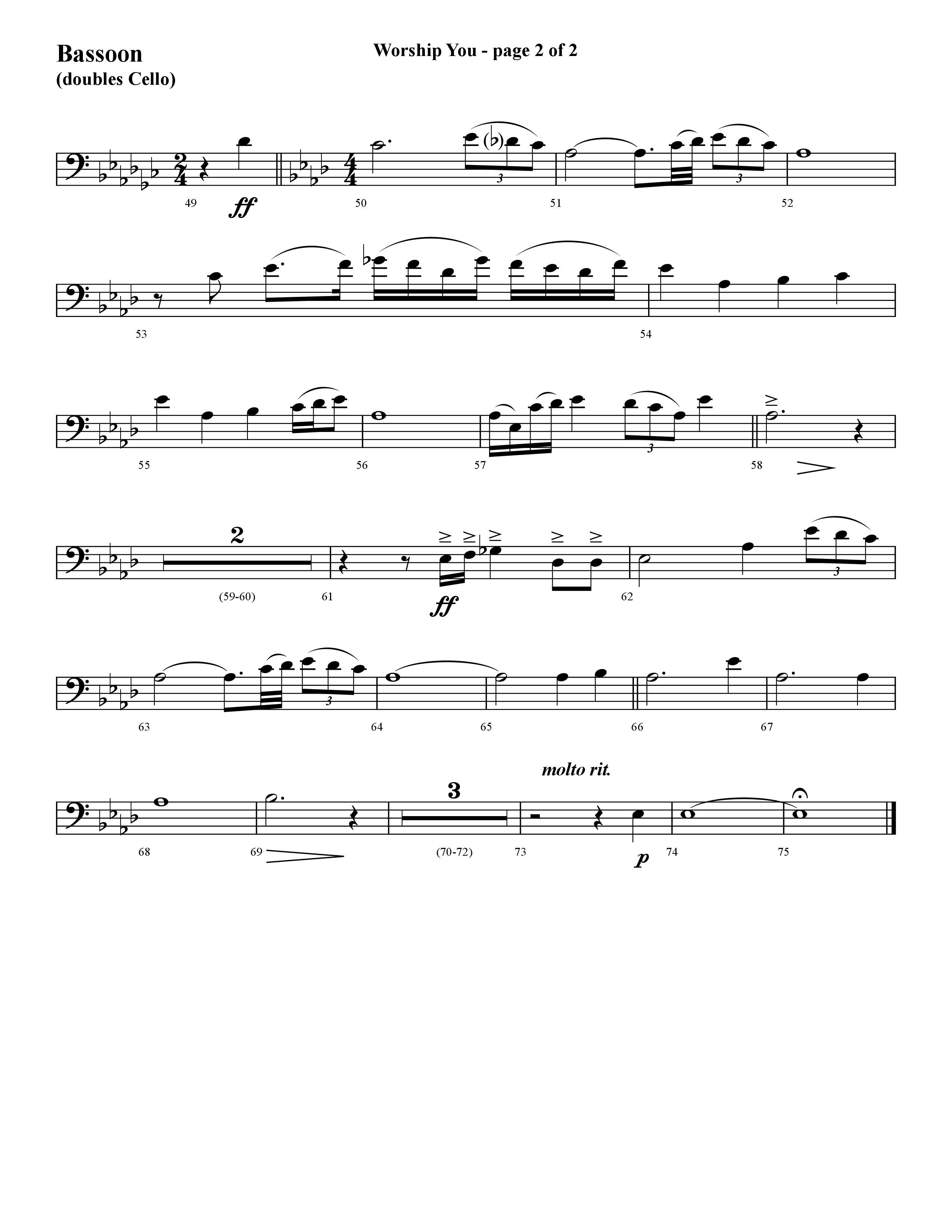 Worship You (Choral Anthem SATB) Bassoon (Lifeway Choral / Arr. Cliff Duren)