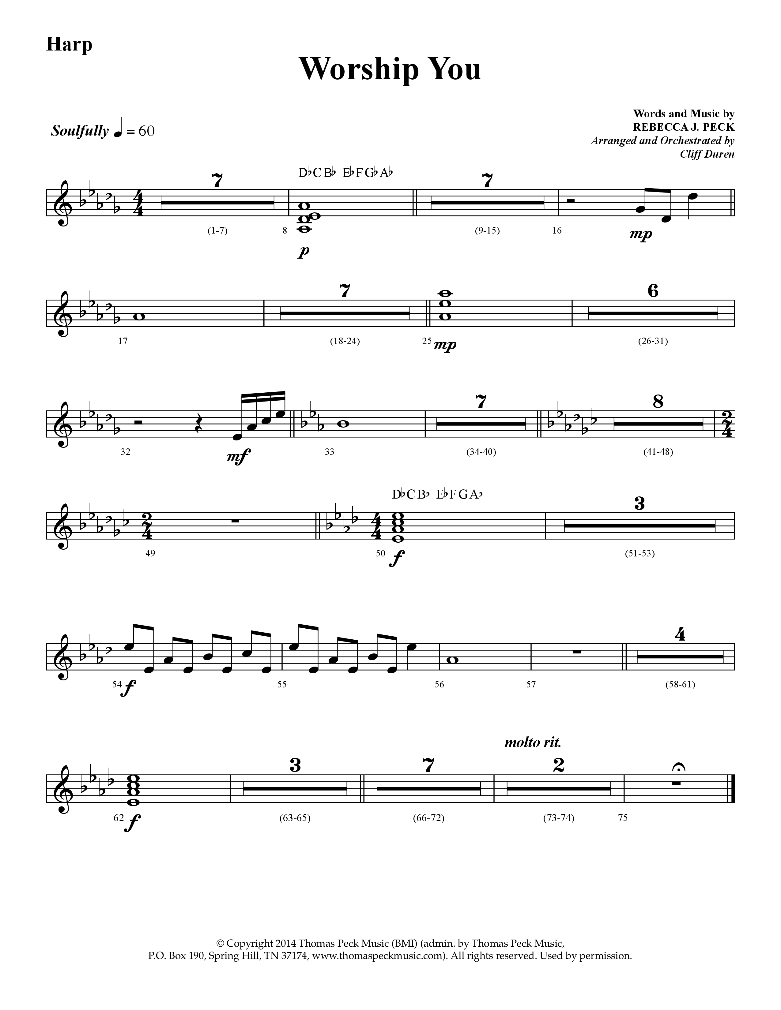 Worship You (Choral Anthem SATB) Harp (Lifeway Choral / Arr. Cliff Duren)
