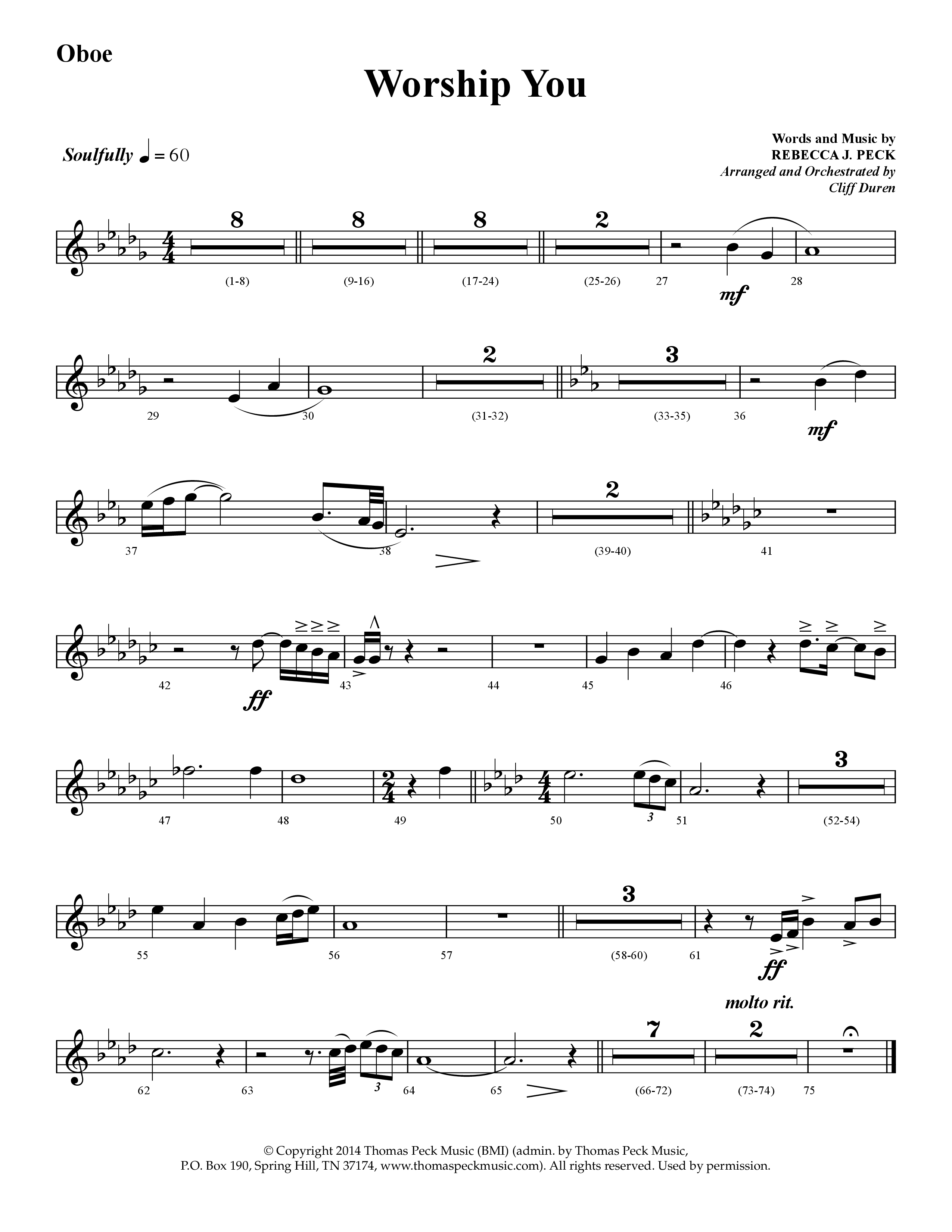 Worship You (Choral Anthem SATB) Oboe (Lifeway Choral / Arr. Cliff Duren)