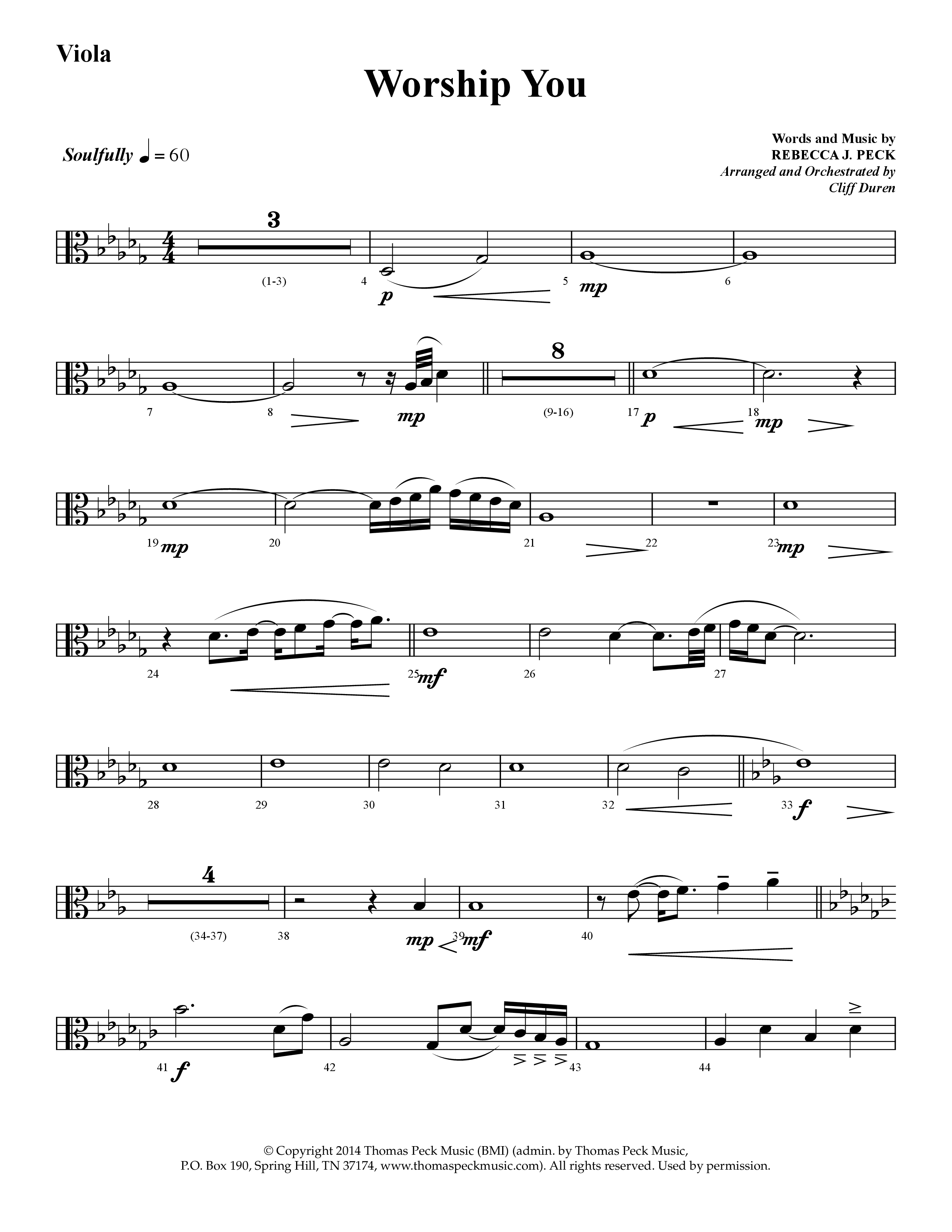 Worship You (Choral Anthem SATB) Viola (Lifeway Choral / Arr. Cliff Duren)