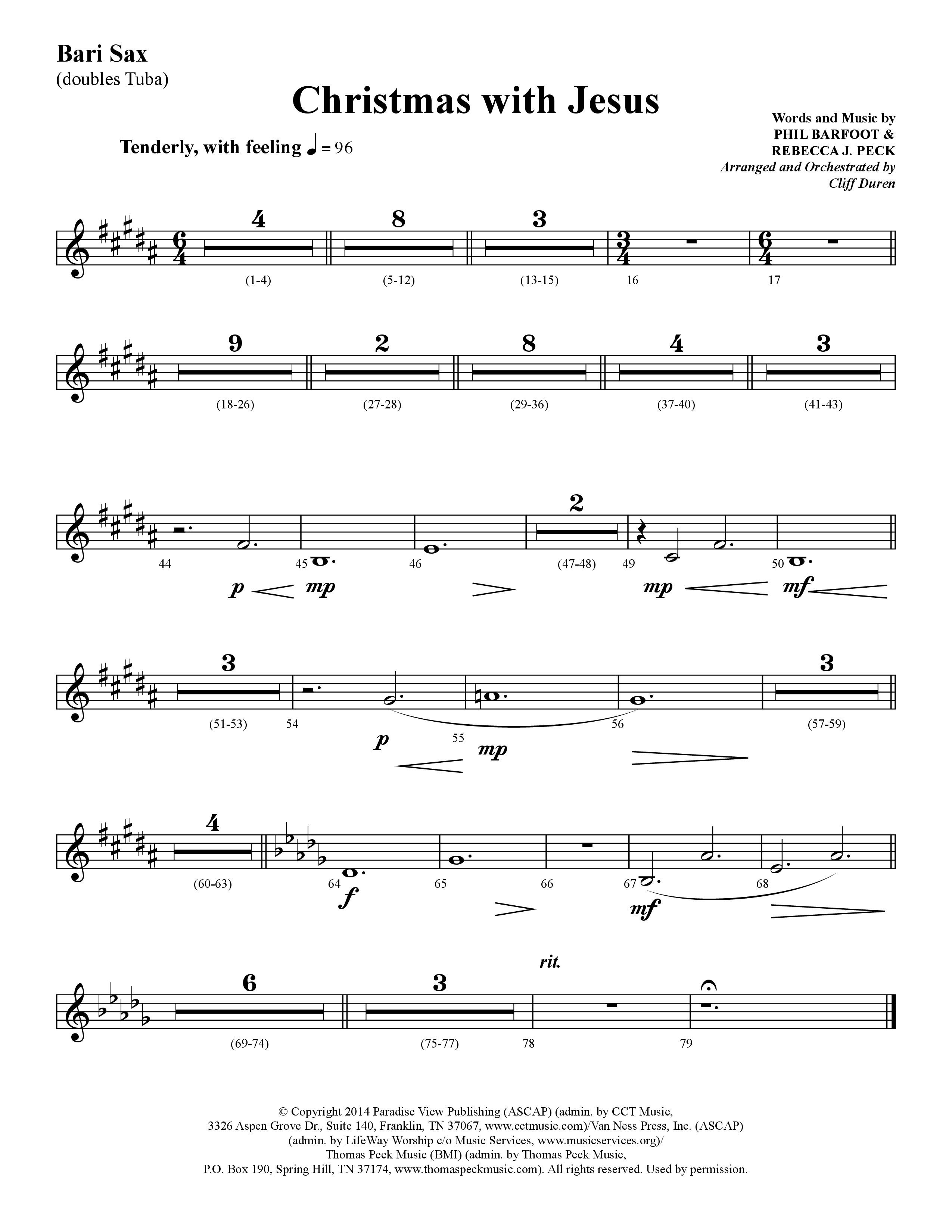 Christmas With Jesus (Choral Anthem SATB) Bari Sax (Lifeway Choral / Arr. Cliff Duren)