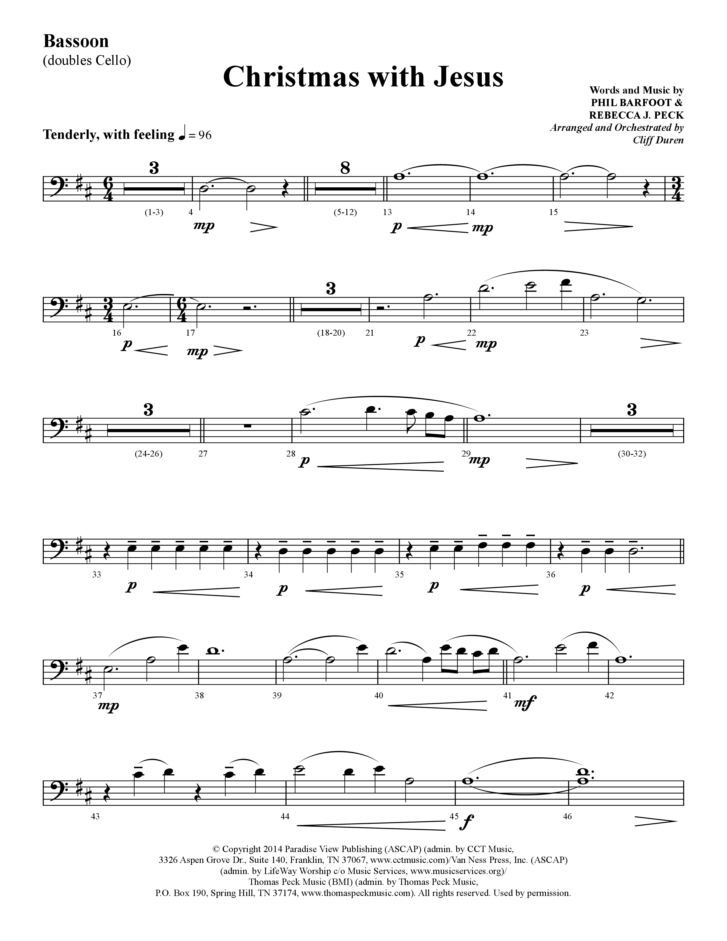 Christmas With Jesus (Choral Anthem SATB) Bassoon (Lifeway Choral / Arr. Cliff Duren)