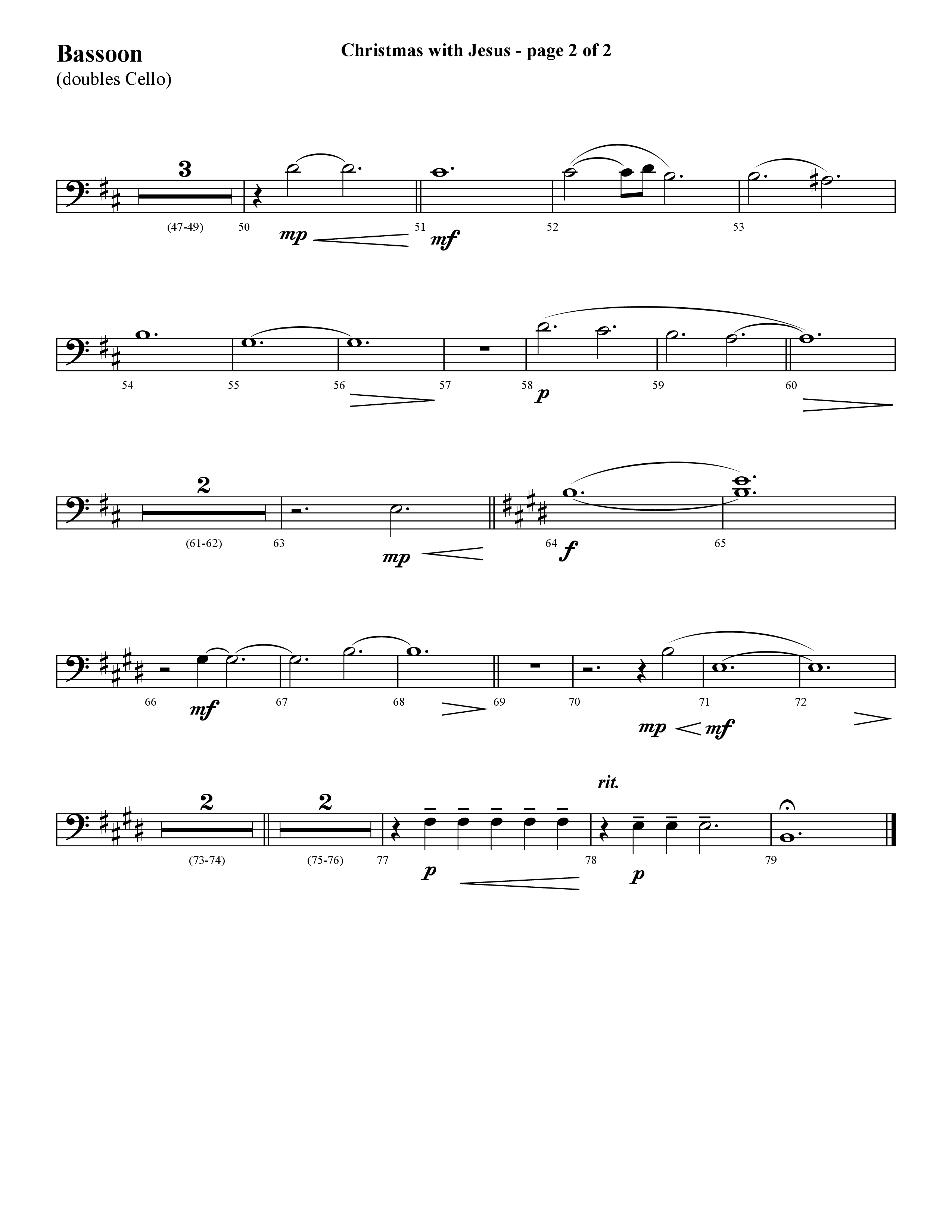 Christmas With Jesus (Choral Anthem SATB) Bassoon (Lifeway Choral / Arr. Cliff Duren)