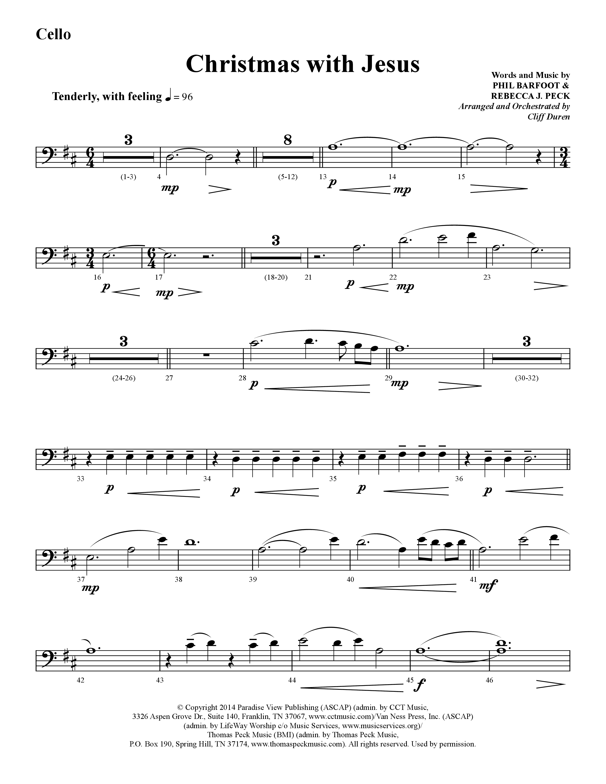 Christmas With Jesus (Choral Anthem SATB) Cello (Lifeway Choral / Arr. Cliff Duren)